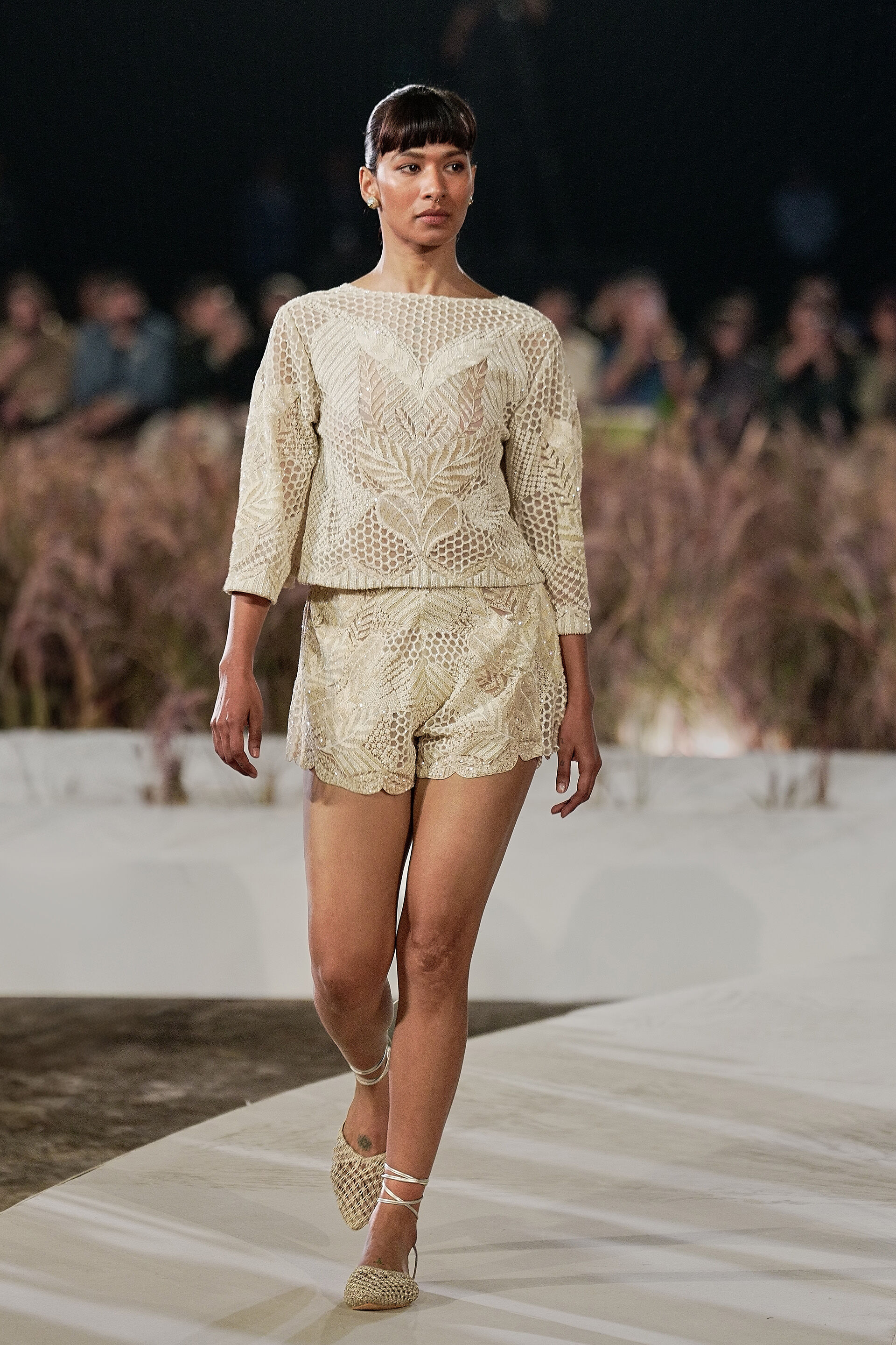 Azilis Embroidered Silk Co-ord - Ivory, Ivory, image 1