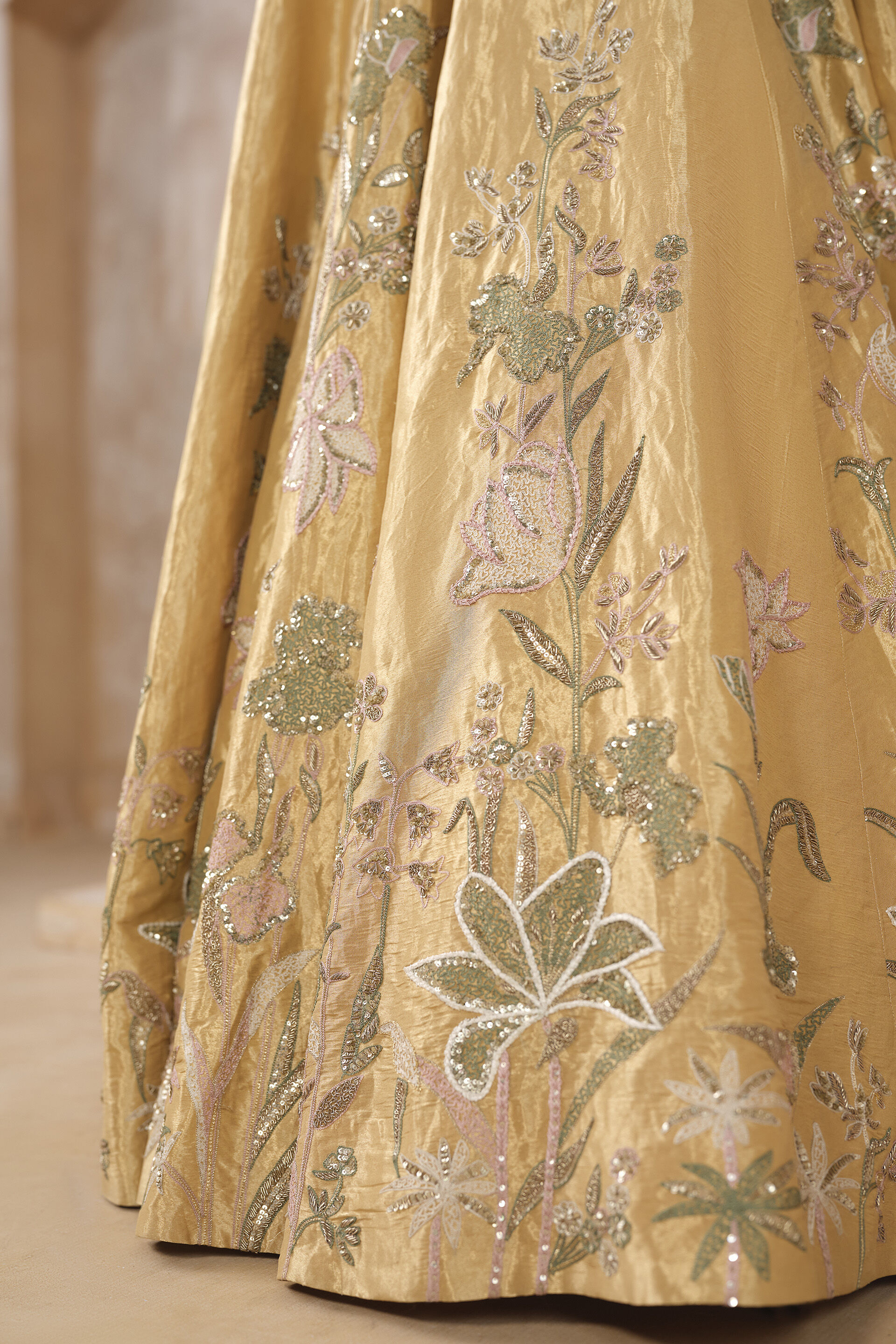 Summerfern Embroidered Lehenga Set - Gold, Gold, image 6