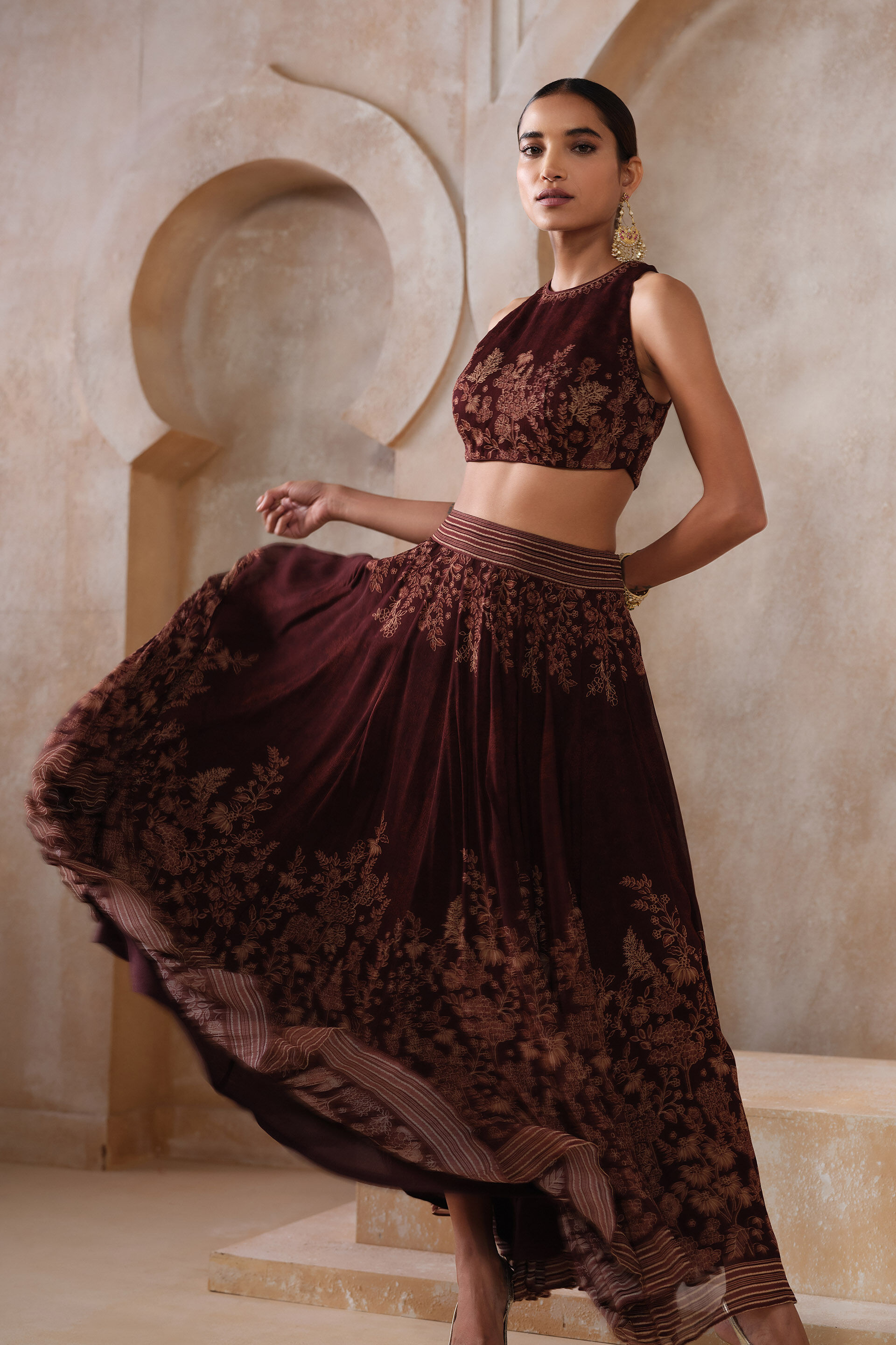 Noorayn Skirt Set - Wine, Wine, image 3