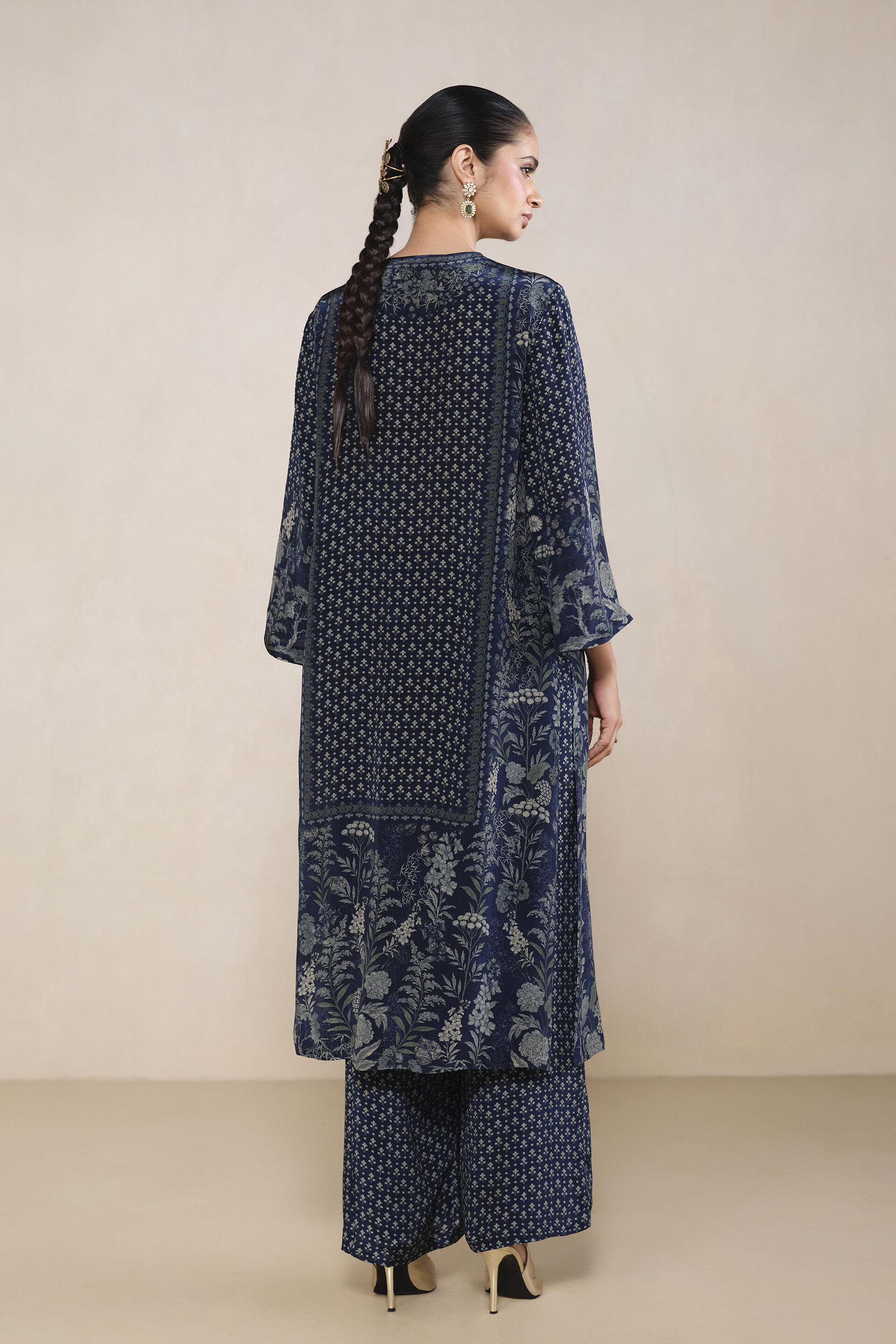 Nira Printed Kurta Set in Blue