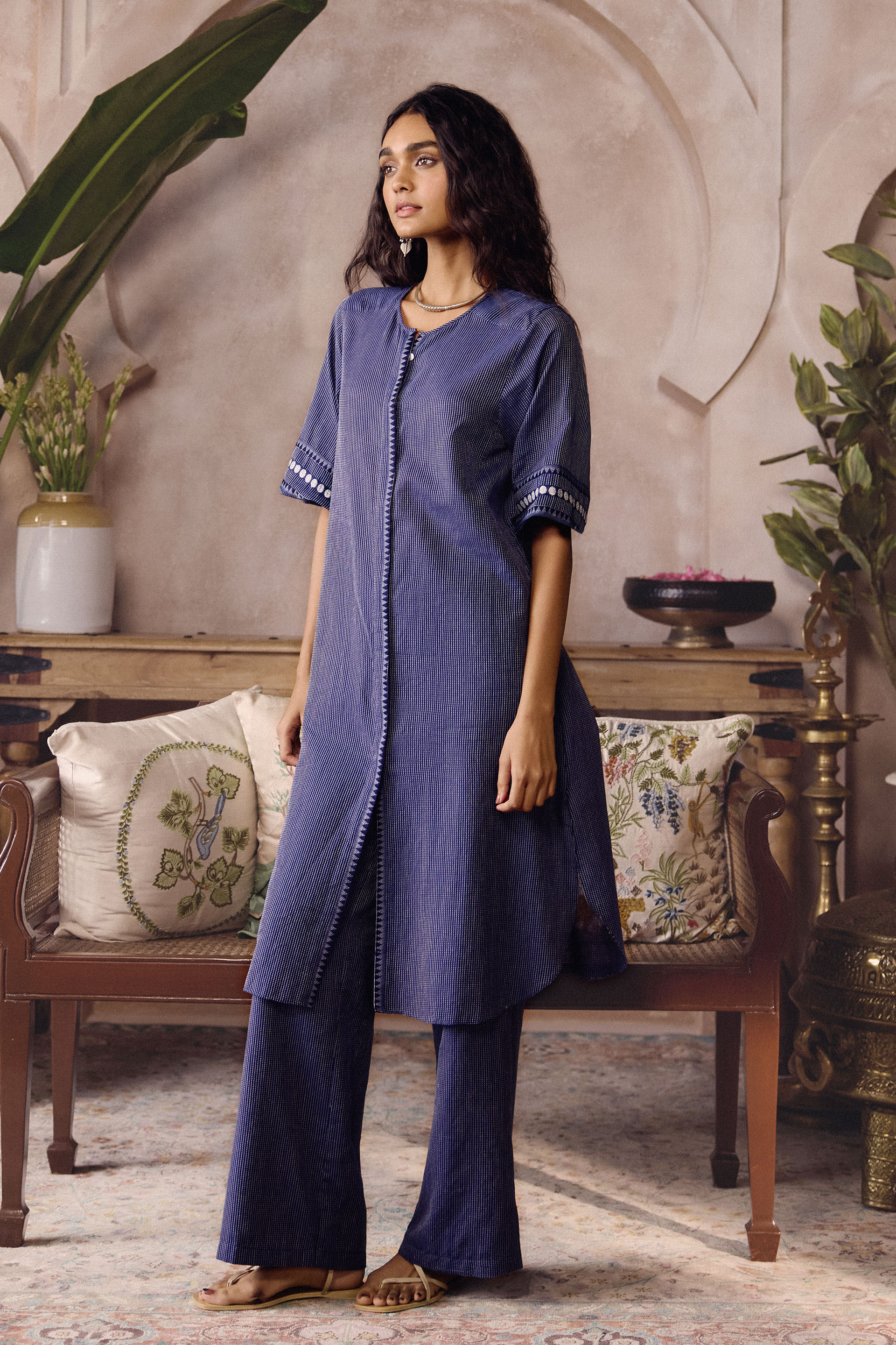 Claramay Handwoven Kurta Set - Indigo, Indigo Blue, image 3
