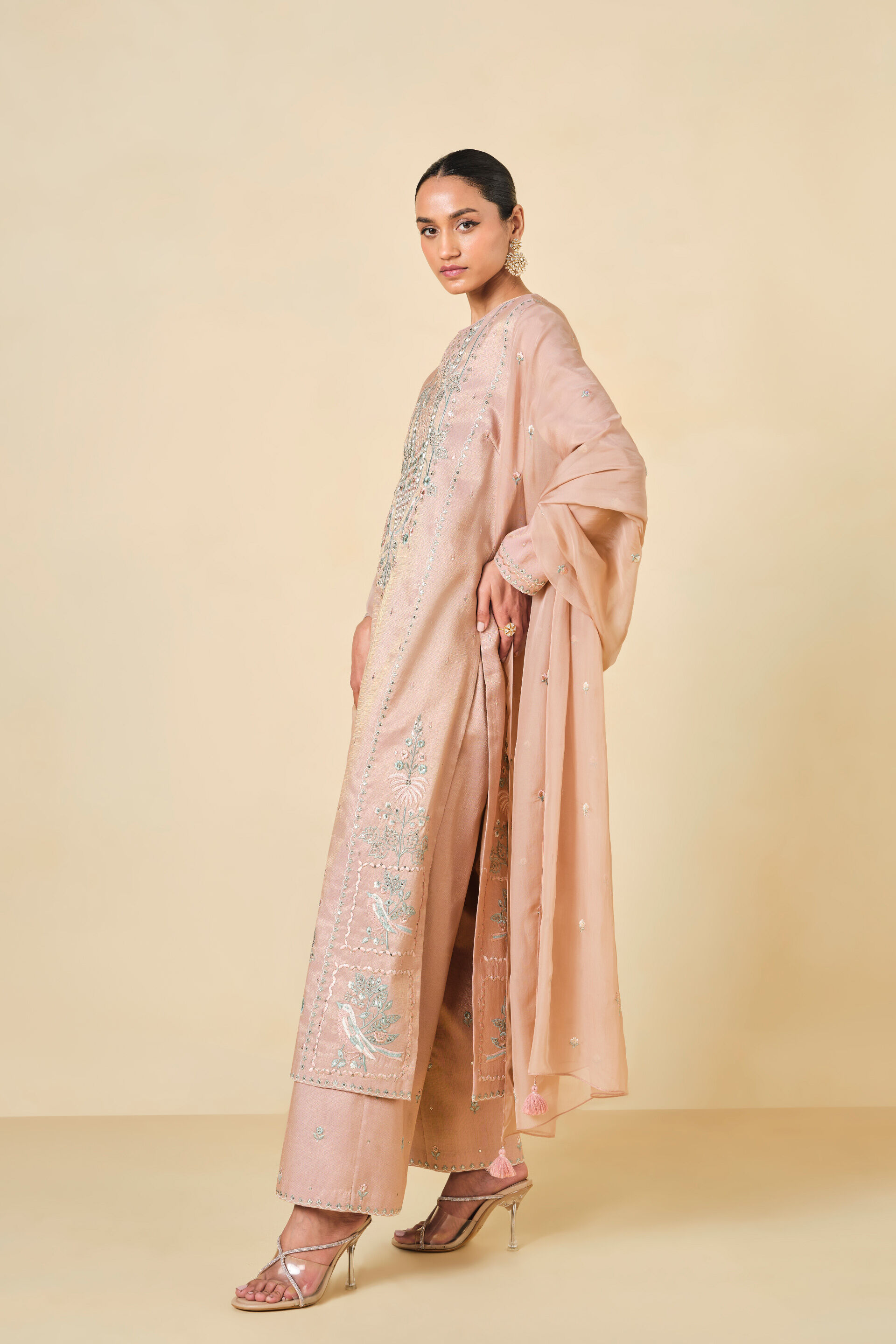 Ambudhi Embroidered Suit Set - Blush