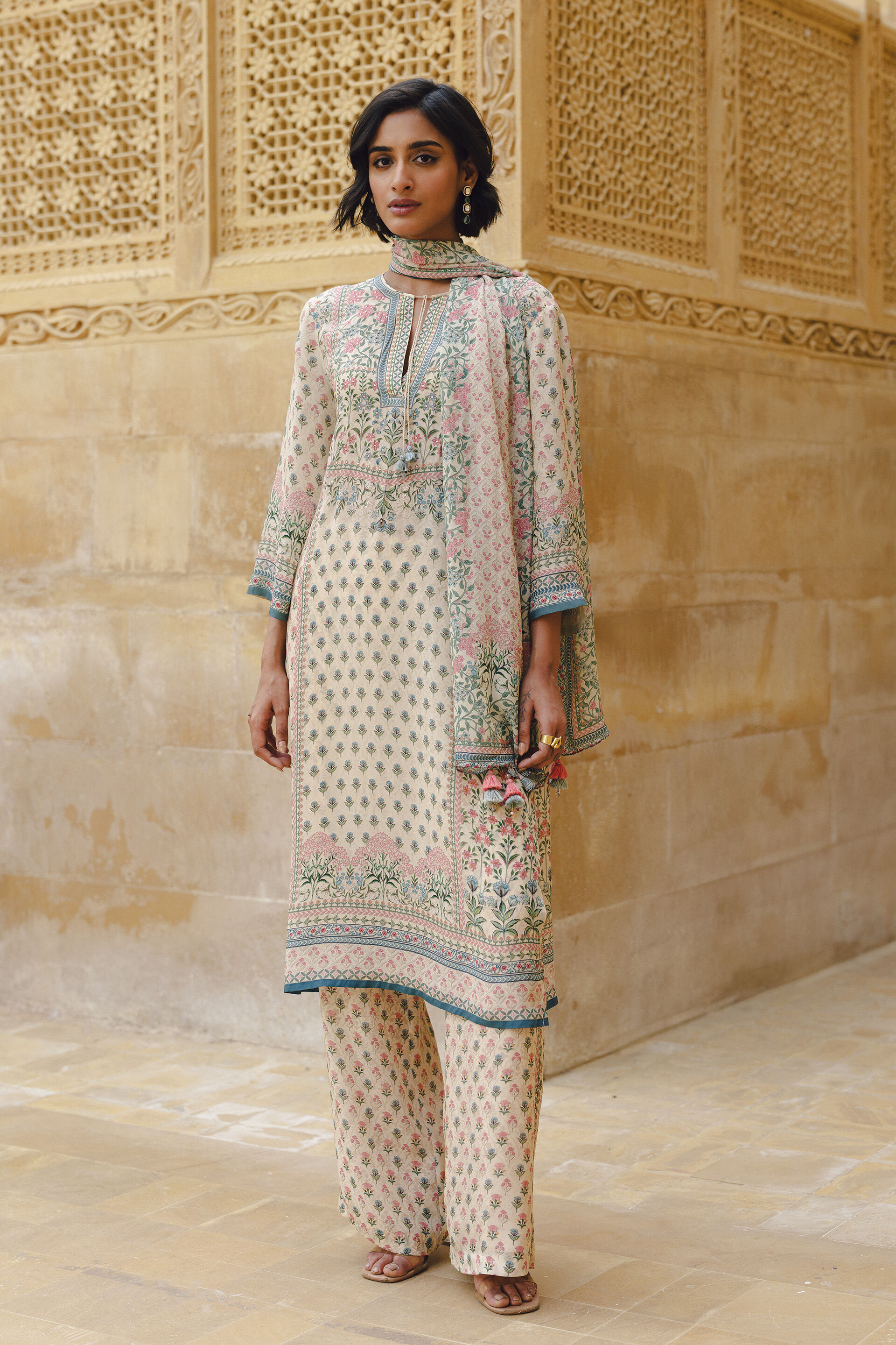 Indivarini Kurta Set - Cream, Cream, image 1