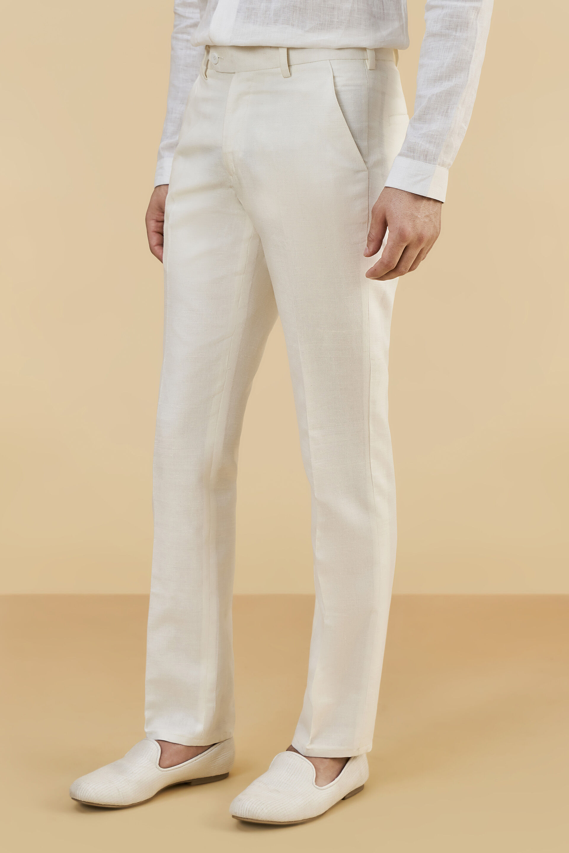 Off White Silk Trousers