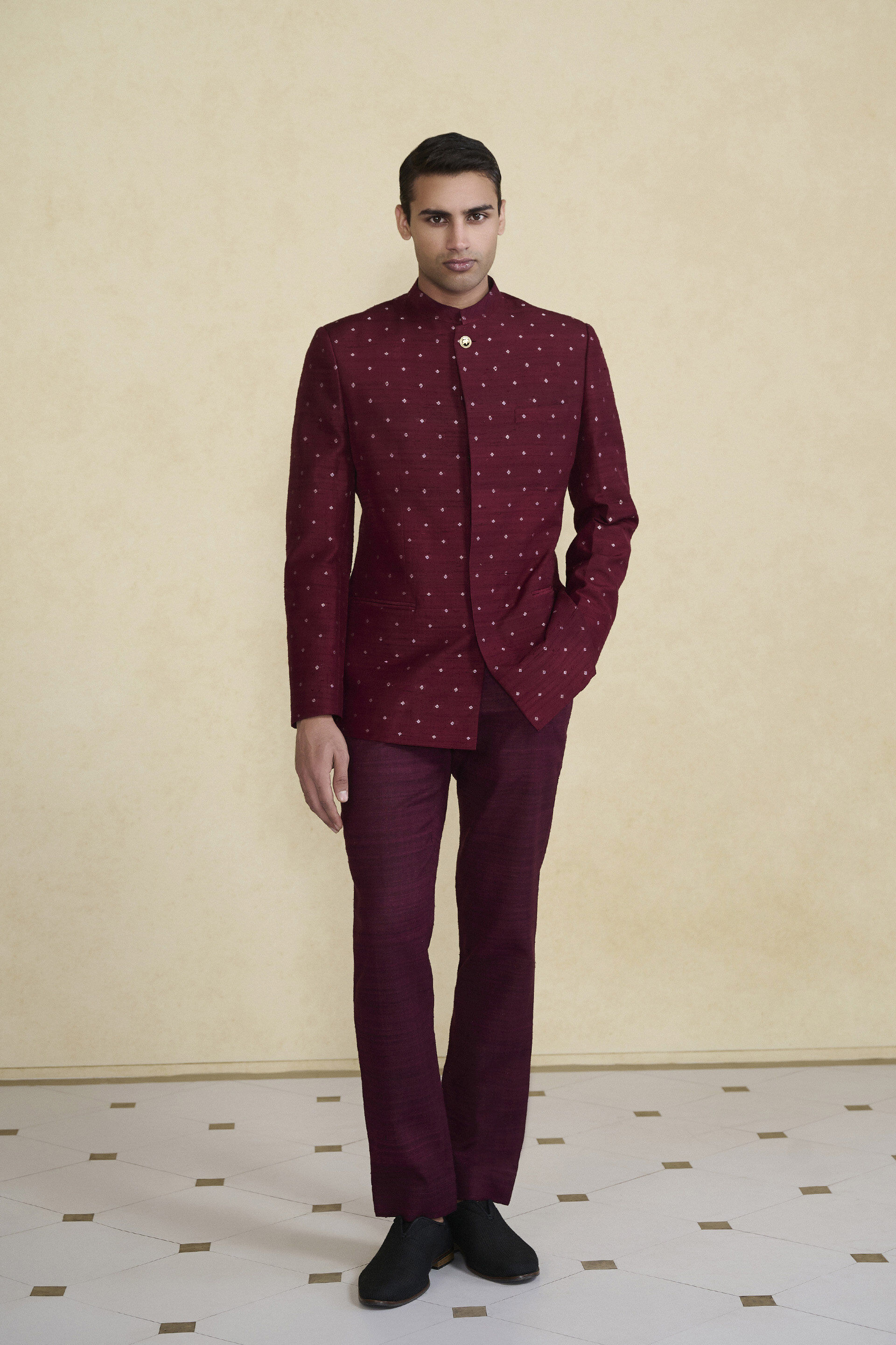 Sohaib Silk Bandhgala - Maroon