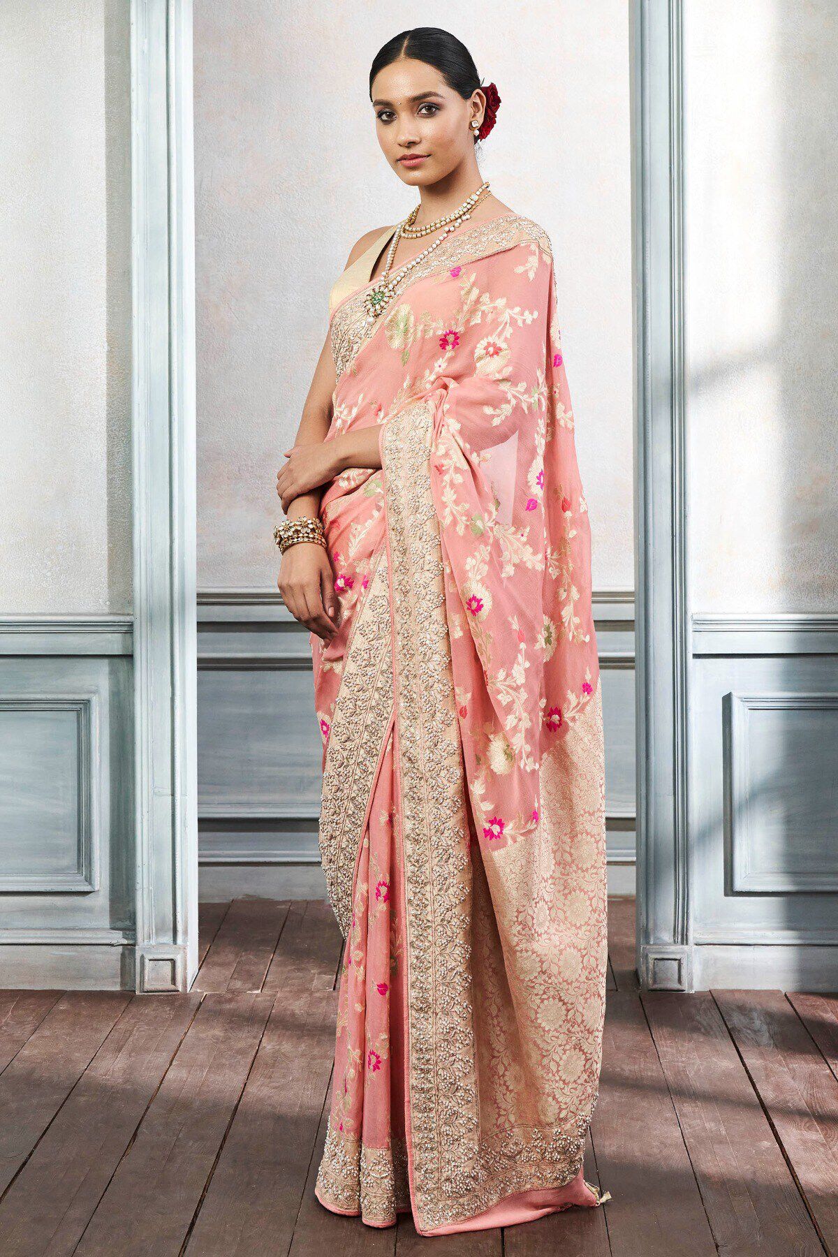Panavi Benarasi Saree - Peach, Peach, image 2
