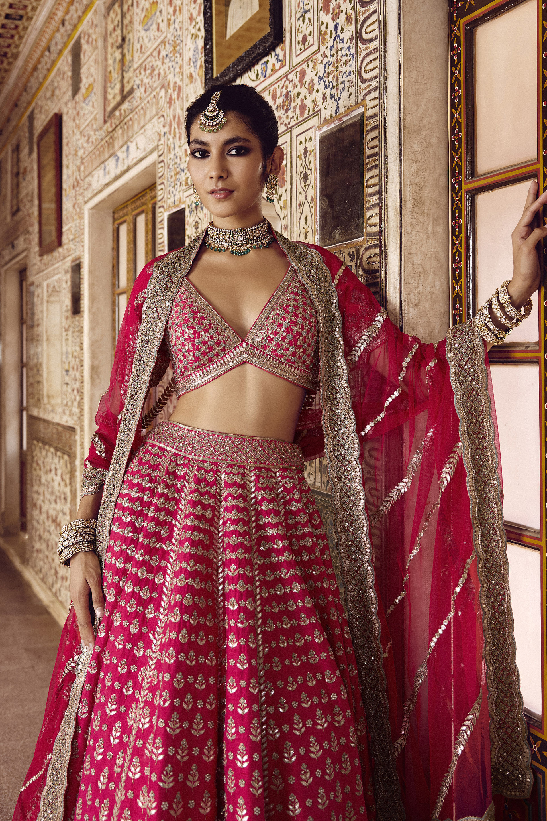 Sarasvi Gota Patti Silk Lehenga Set - Pink, Pink, image 3