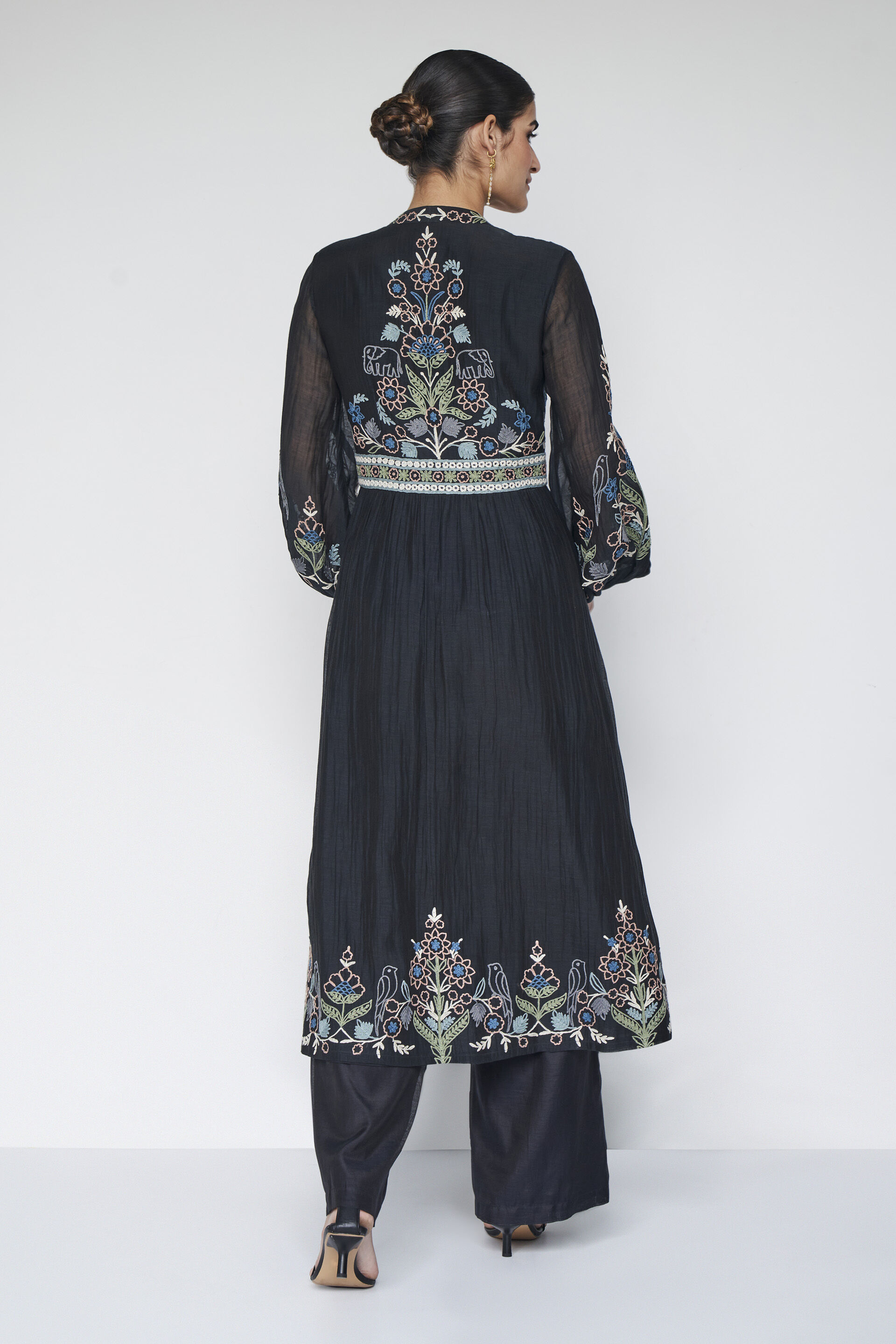 Balsam Hand-embroidered SEWA Mul Suit Set - Black, Black, image 4