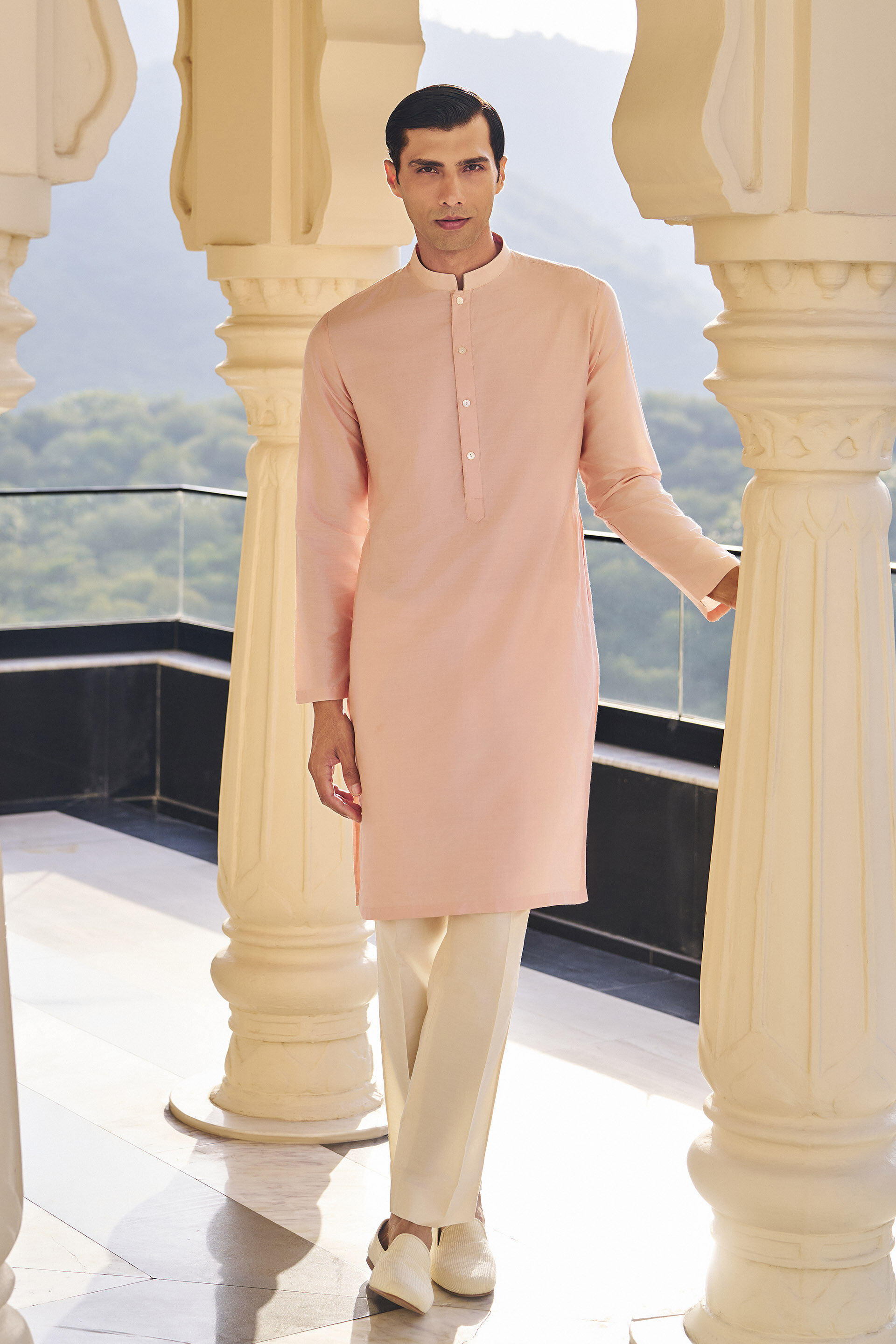 Smyan Pink Silk Kurta, Pink, image 1