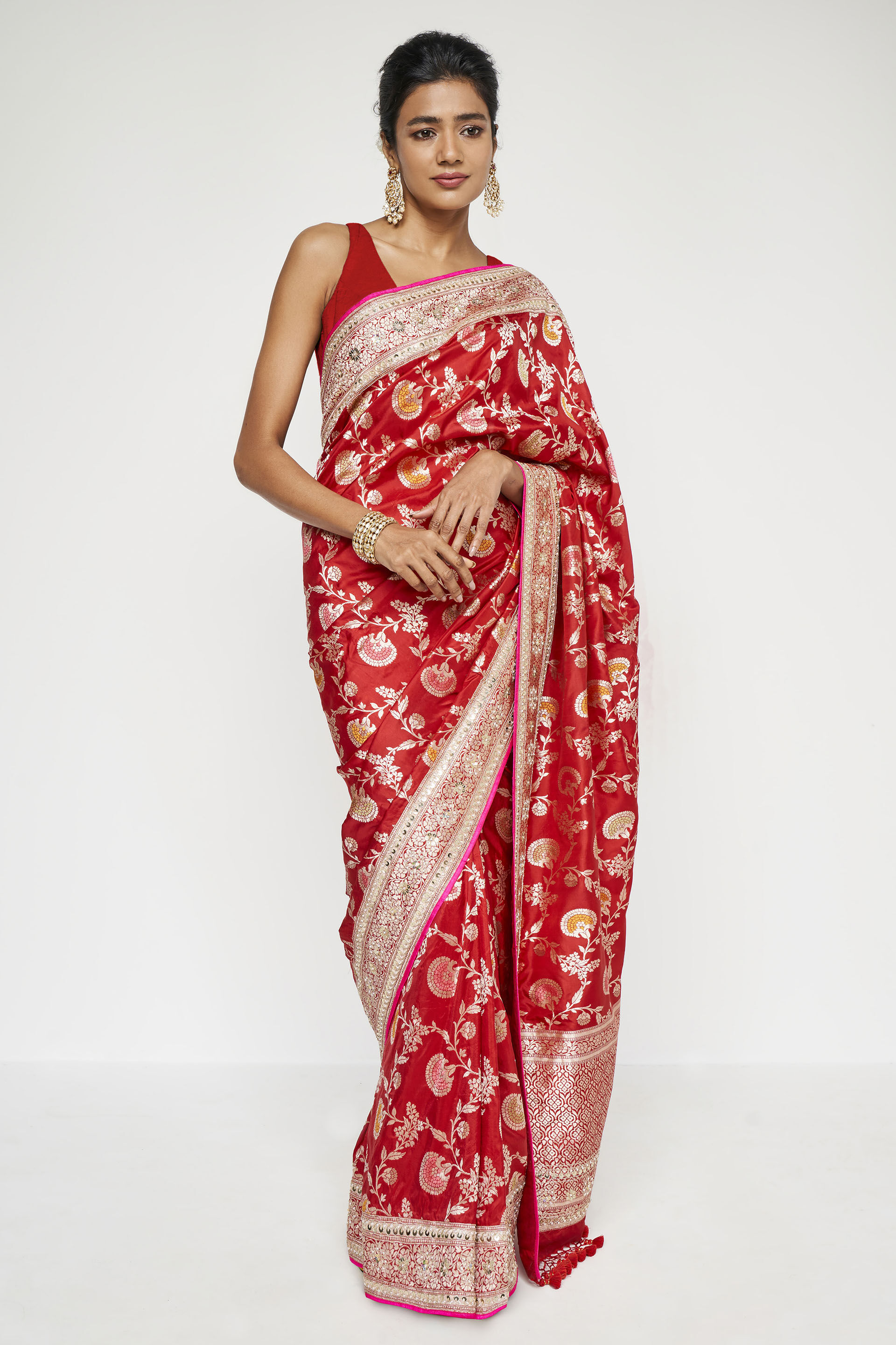 Ganika Benarasi Saree - Red, Red, image 1