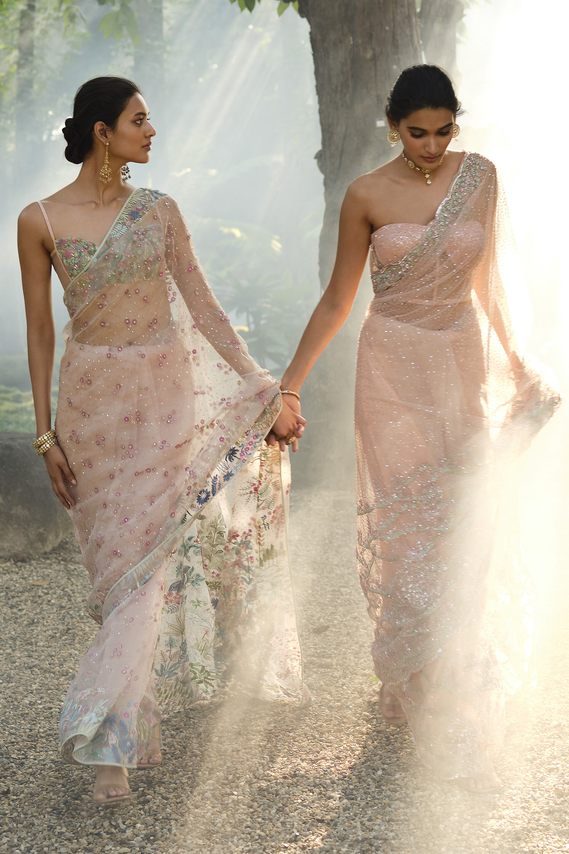 Bluma Embroidered Silk Saree - Blush, Blush, image 6