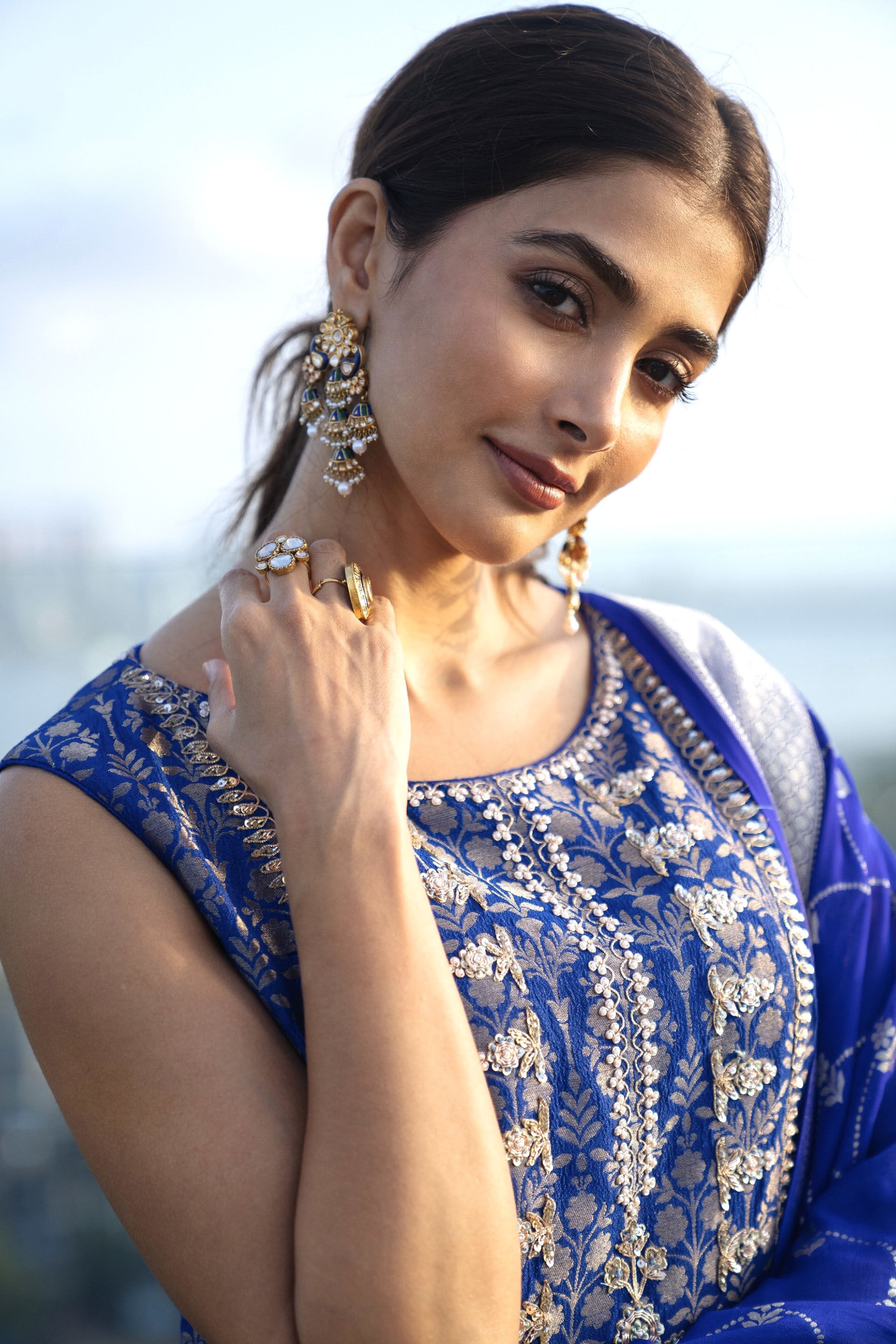 Vaishi Sharara Set Royal Blue, , image 4