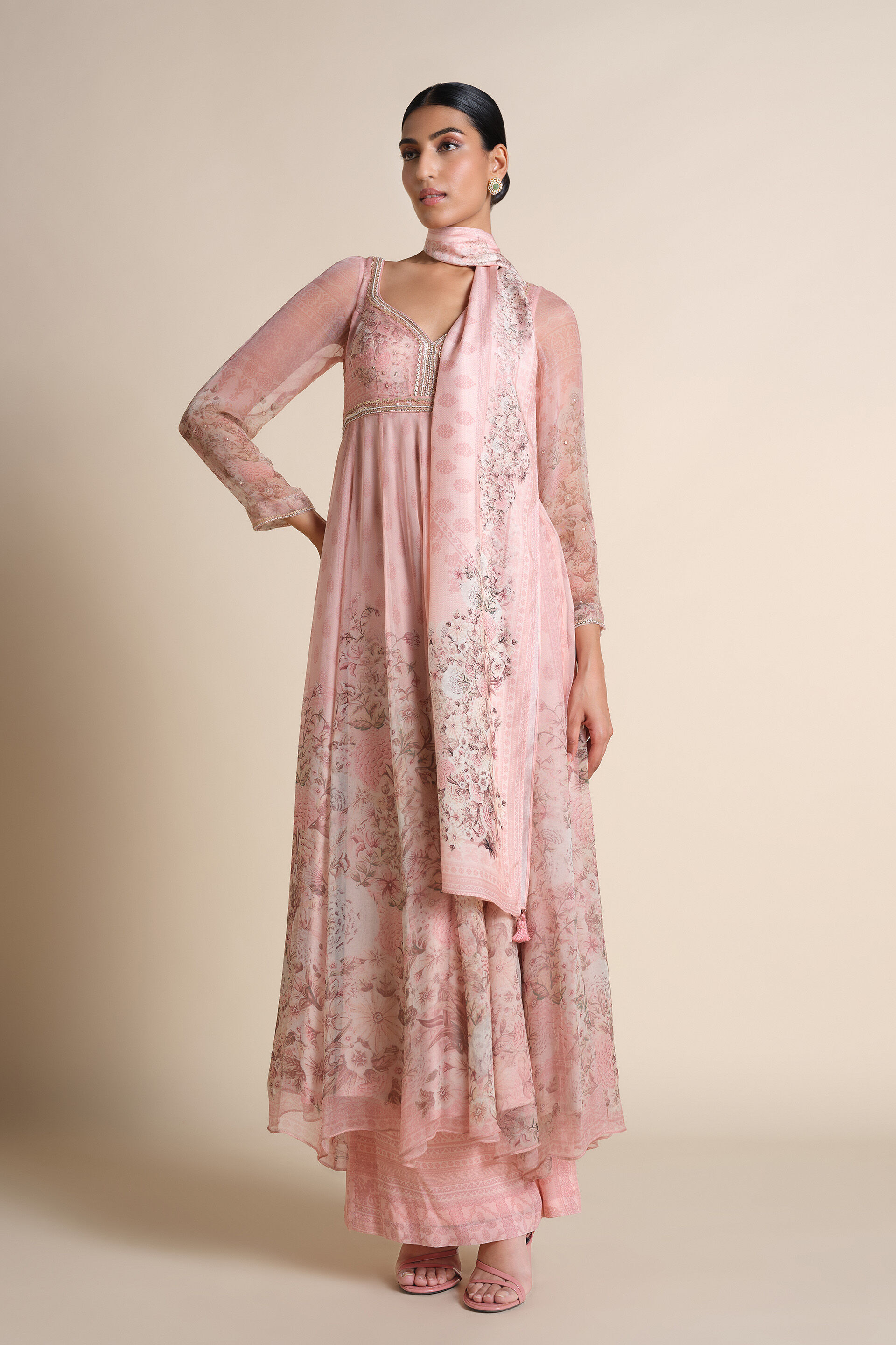 Aria Silk Anarkali Silk Set - Blush, Blush, image 4