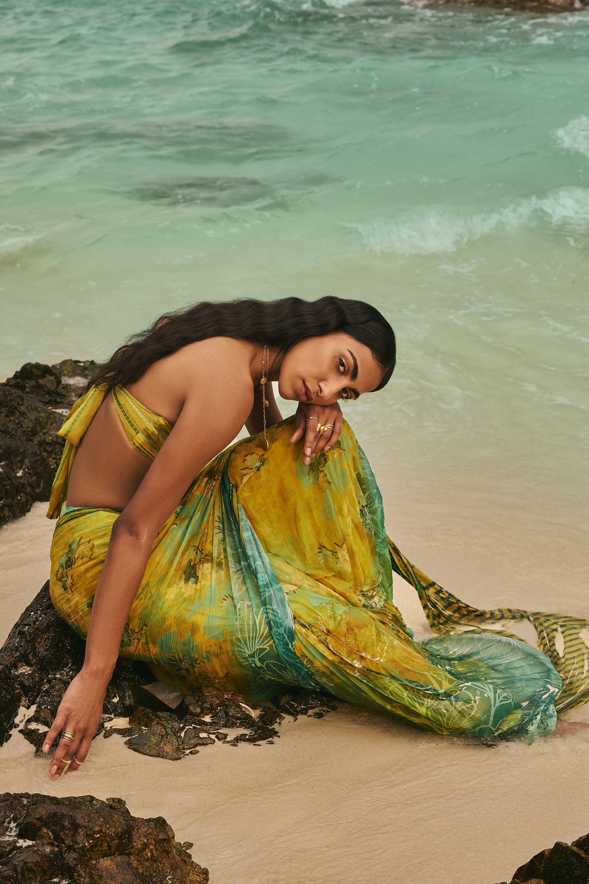 Ramone Chiffon Saree, Sage, image 4