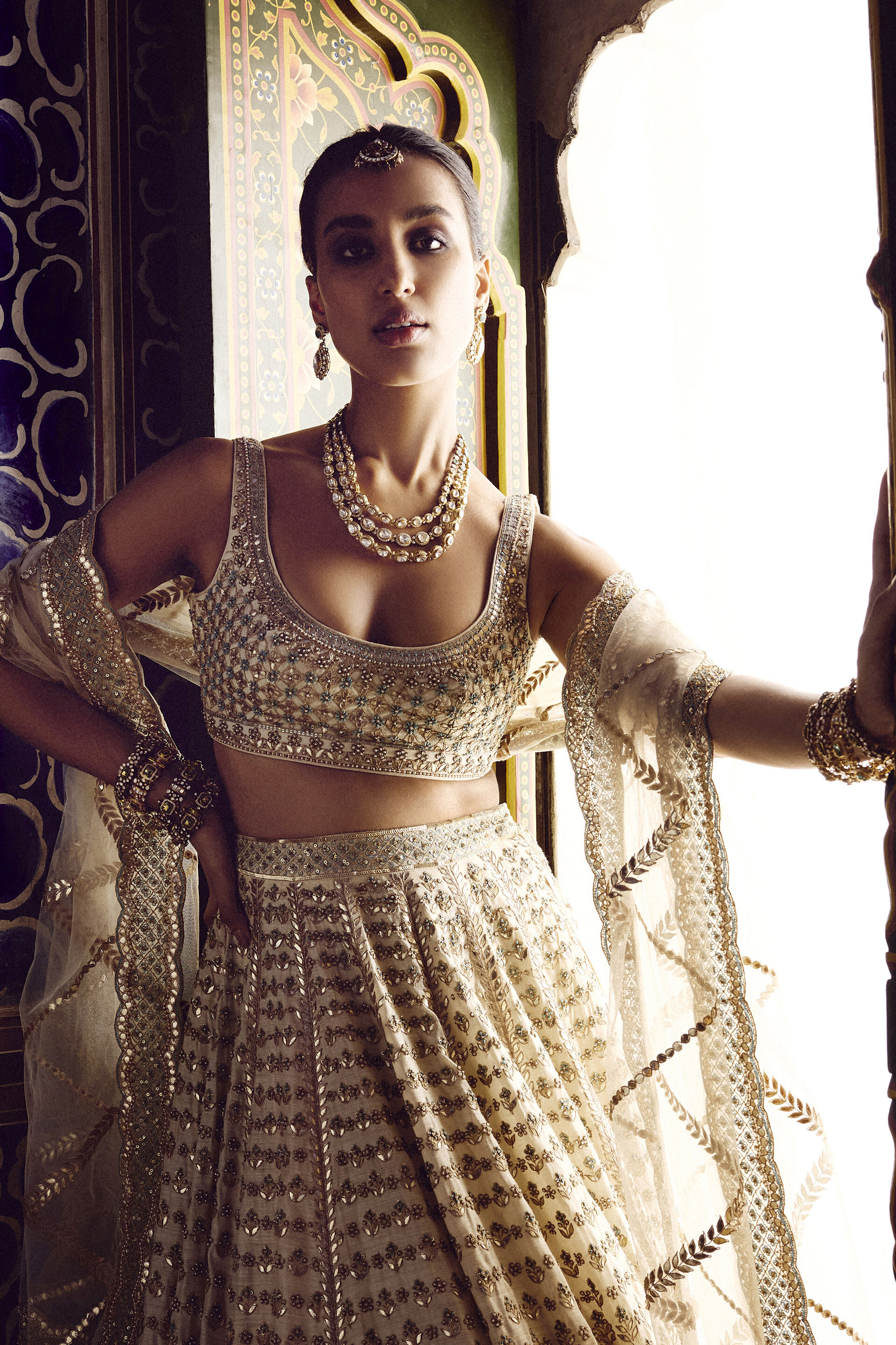 Laara Gota PattI Silk Lehenga Set - Ivory, Ivory, image 4