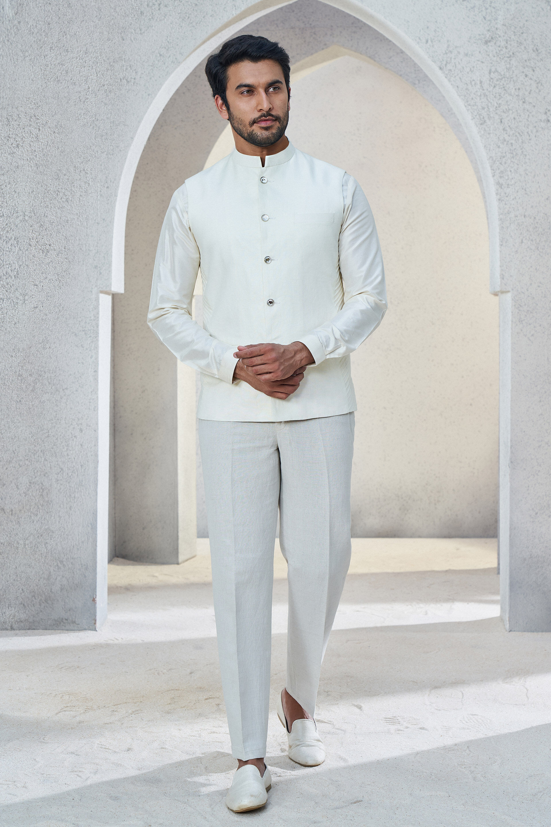 Buy Shwar Nehru Jacket Ivory for Wedding from Anita Dongre
