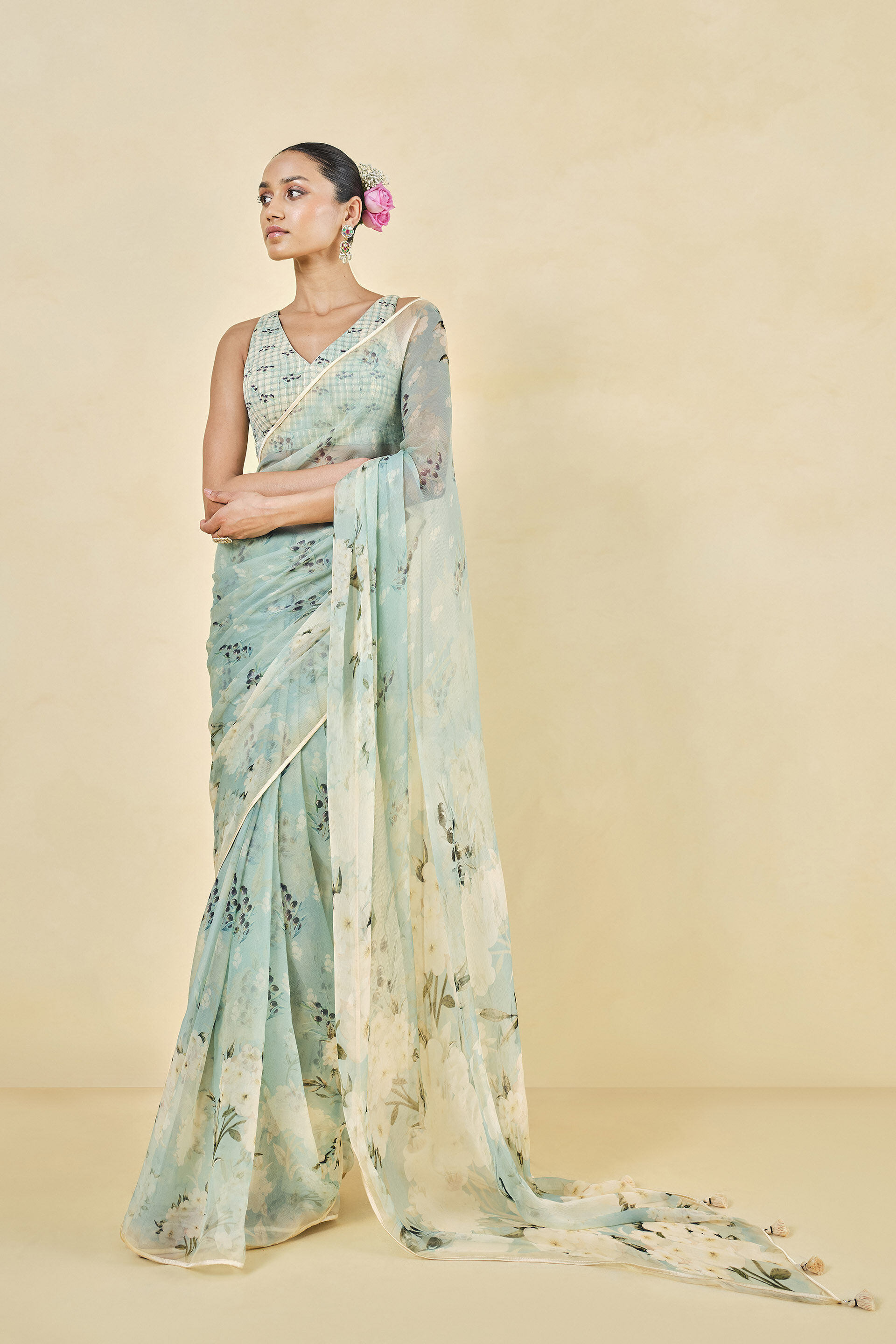 Nalorie Saree - Sage, Sage, image 1