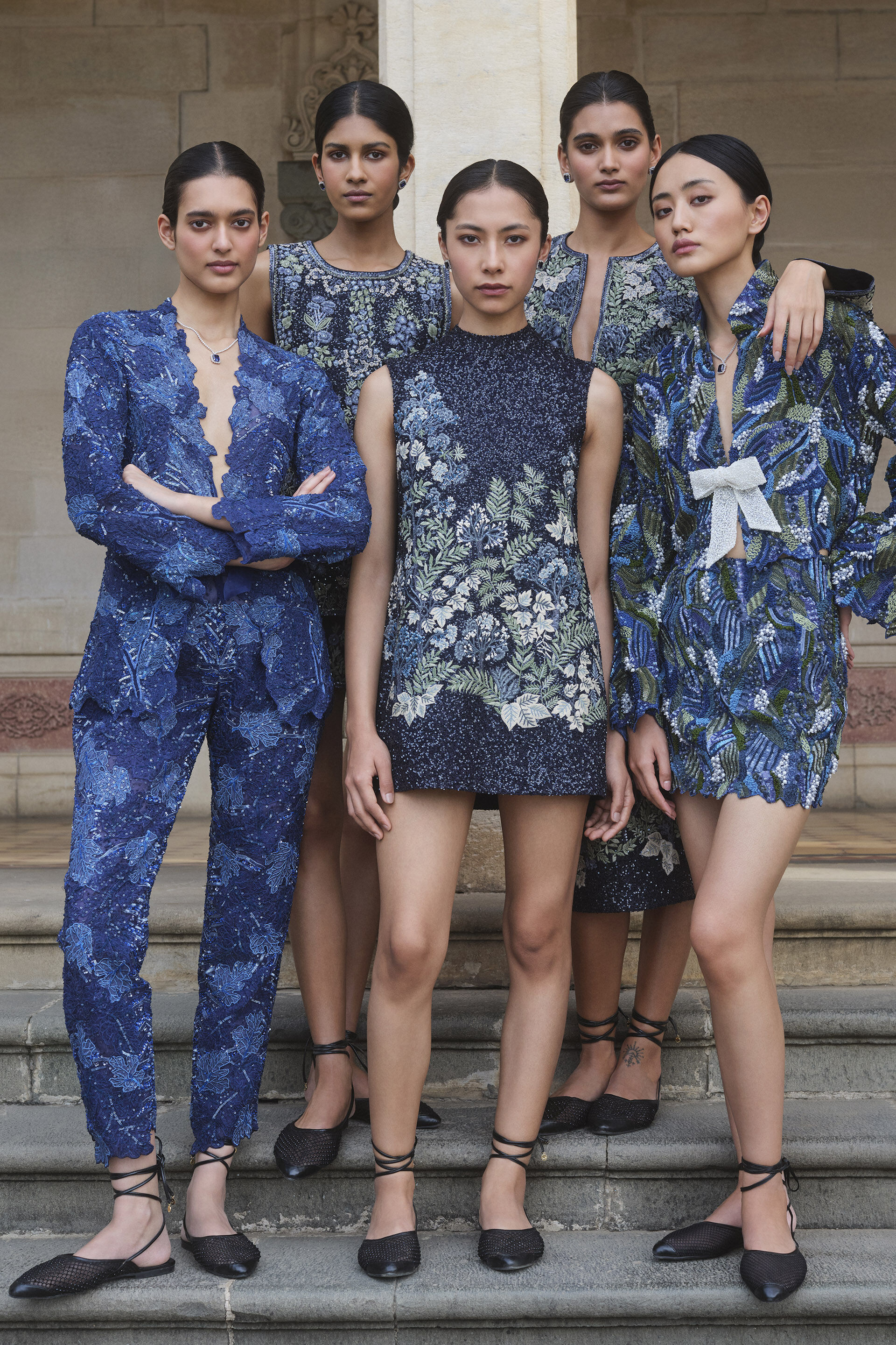 Jarylo Embroidered Silk Co-ord - Blue, Blue, image 4