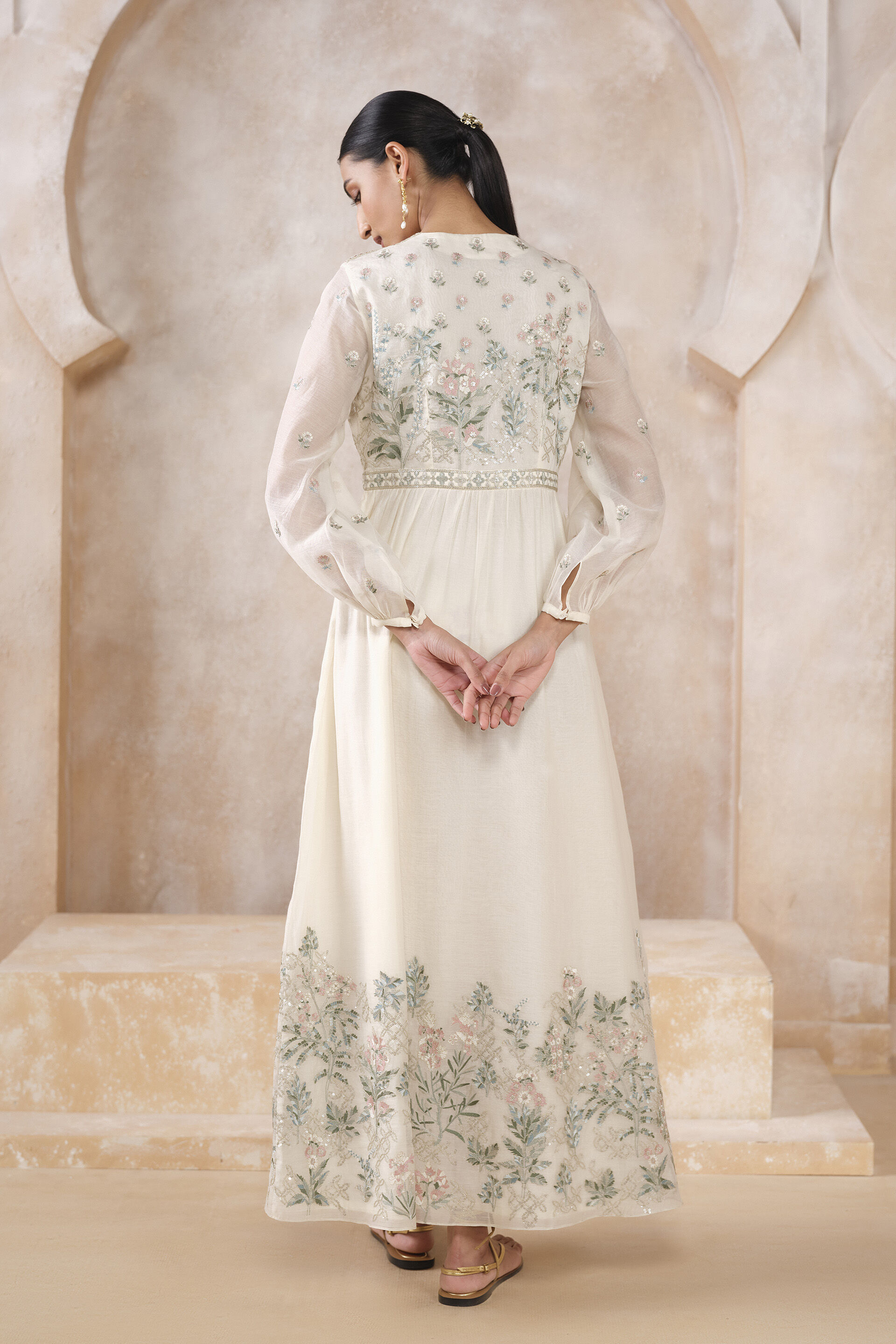 Bellamy Embroidered Mul Kaftan - Ivory