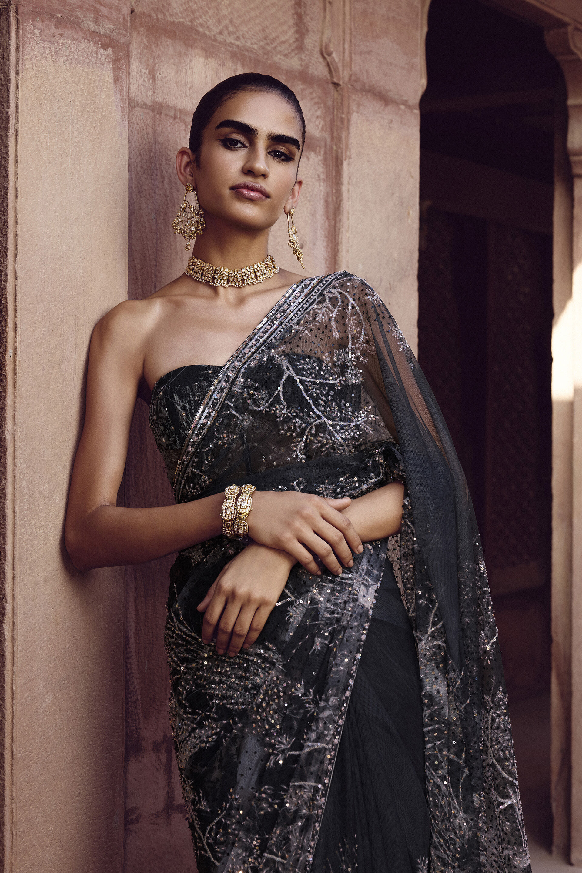 Sayori Saree - Black, Black, image 3