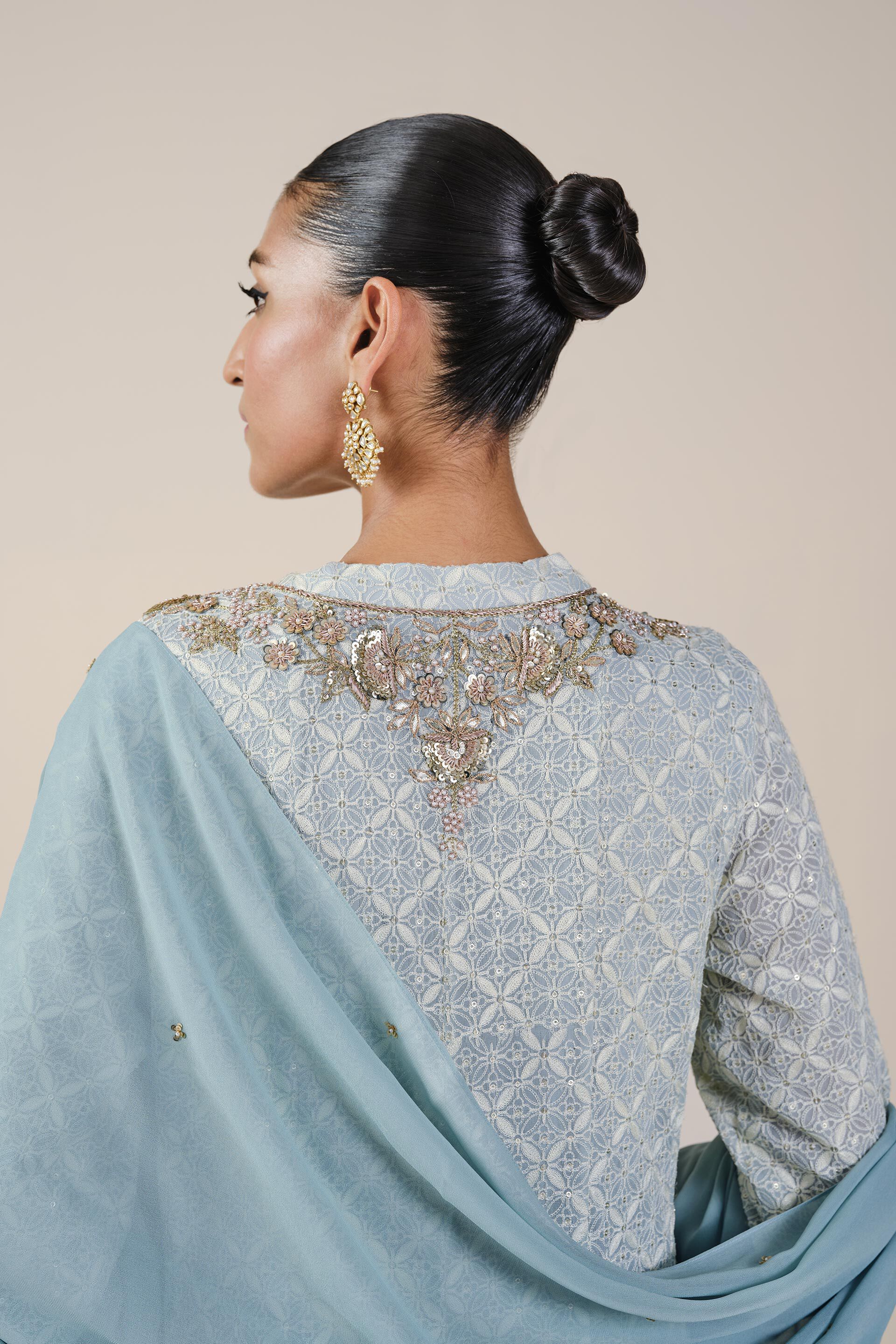 Josika Embroidered Georgette Suit Set - Powder Blue, Powder Blue, image 5