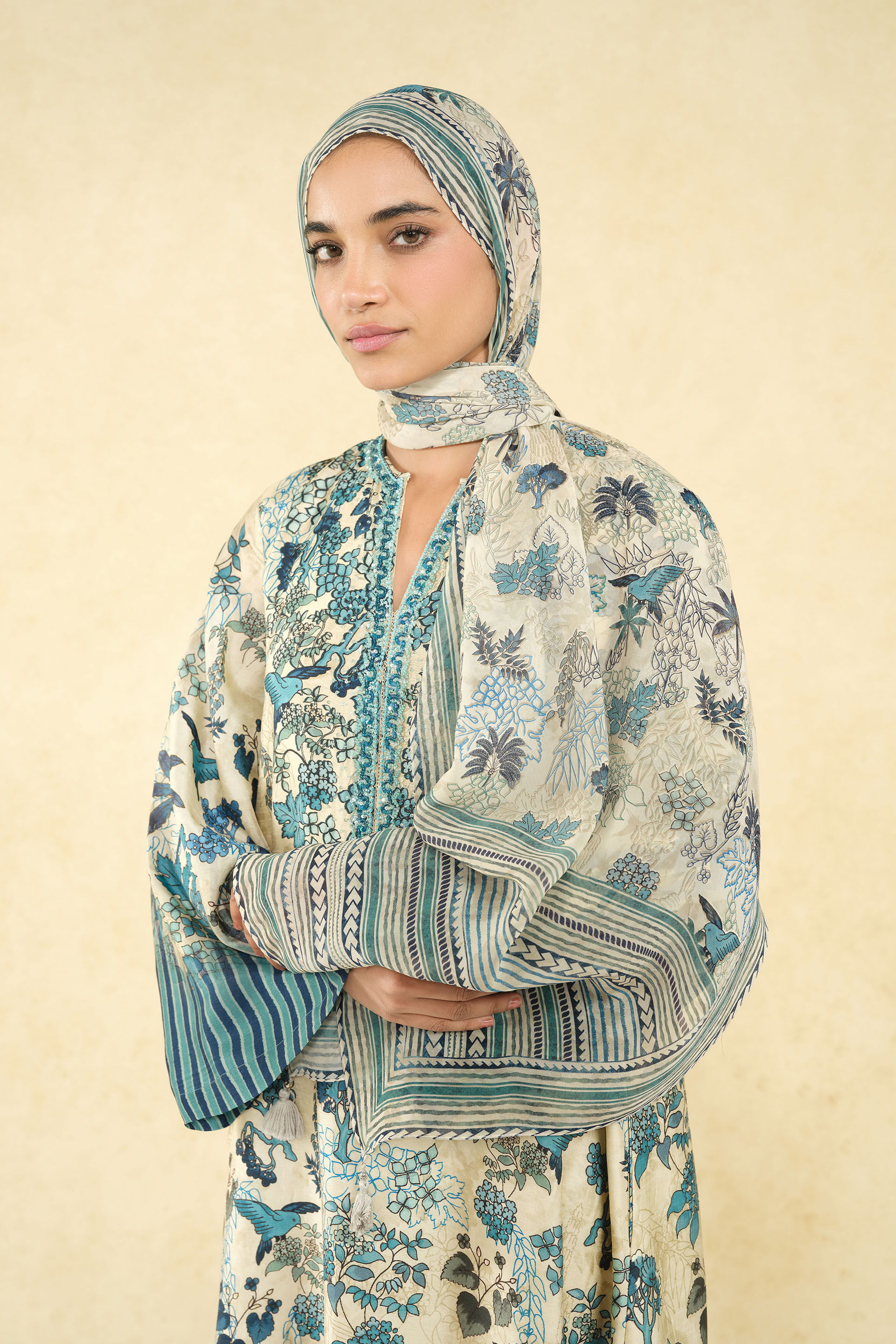 Avis Printed Stole - Grey, Grey, image 3