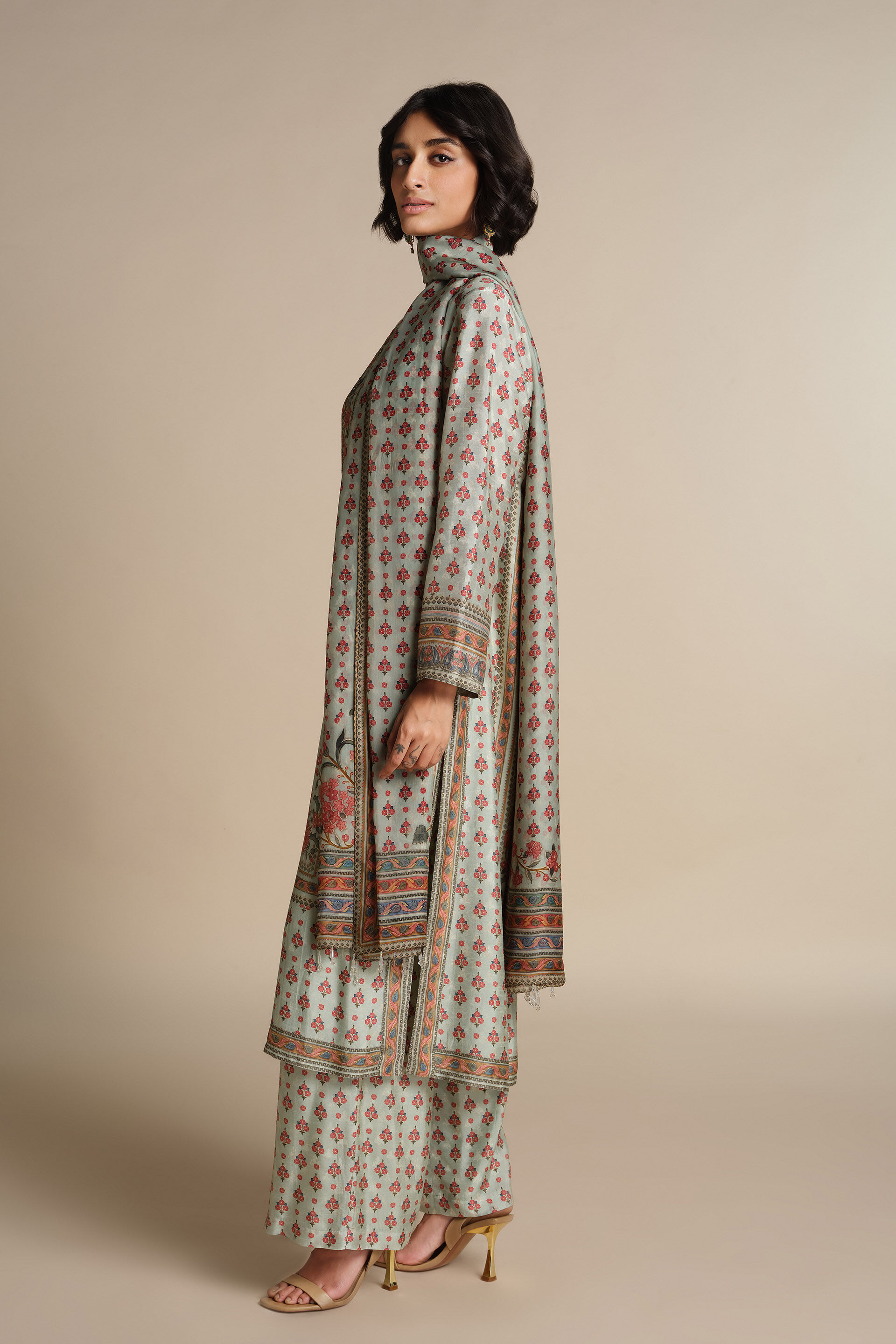 Anat Silk Suit Set - Sage, Sage, image 3