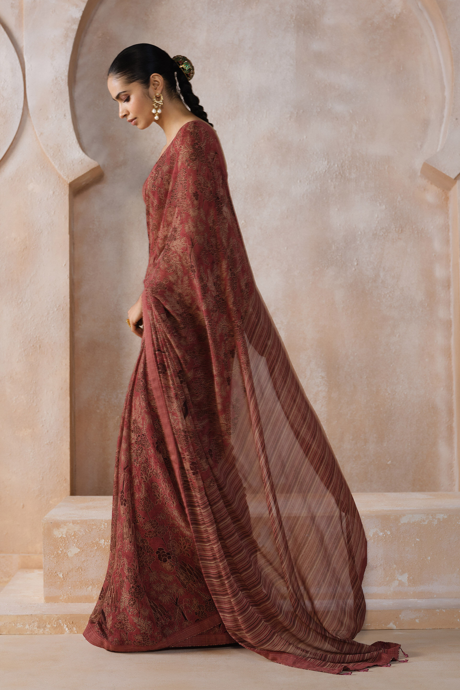 Onerva Chiffon Saree, Onion Pink, image 3