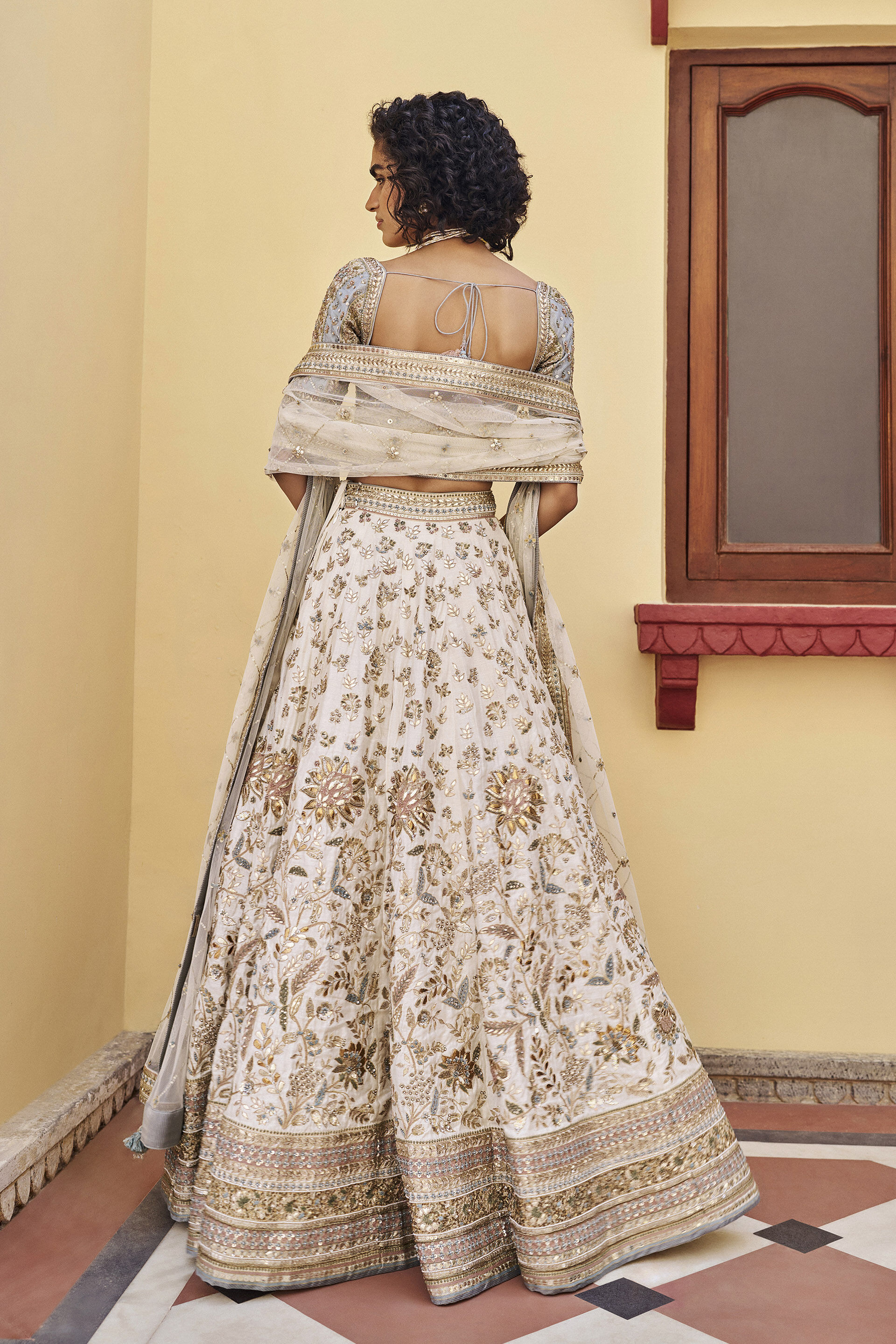 Kinship Gota Patti Silk Lehenga Set - ​Ivory