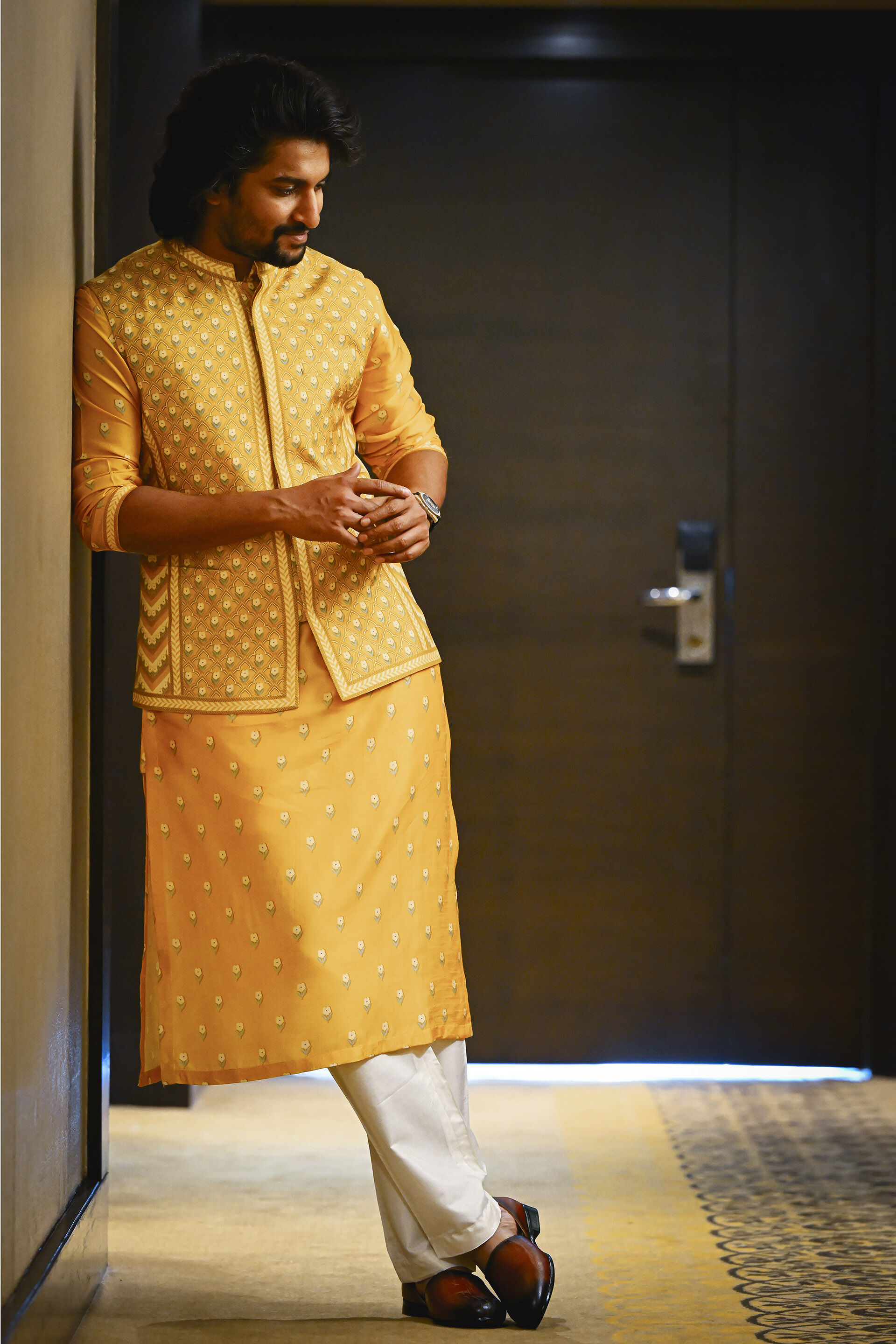 Navodit Silk Kurta - Mustard, , image 2