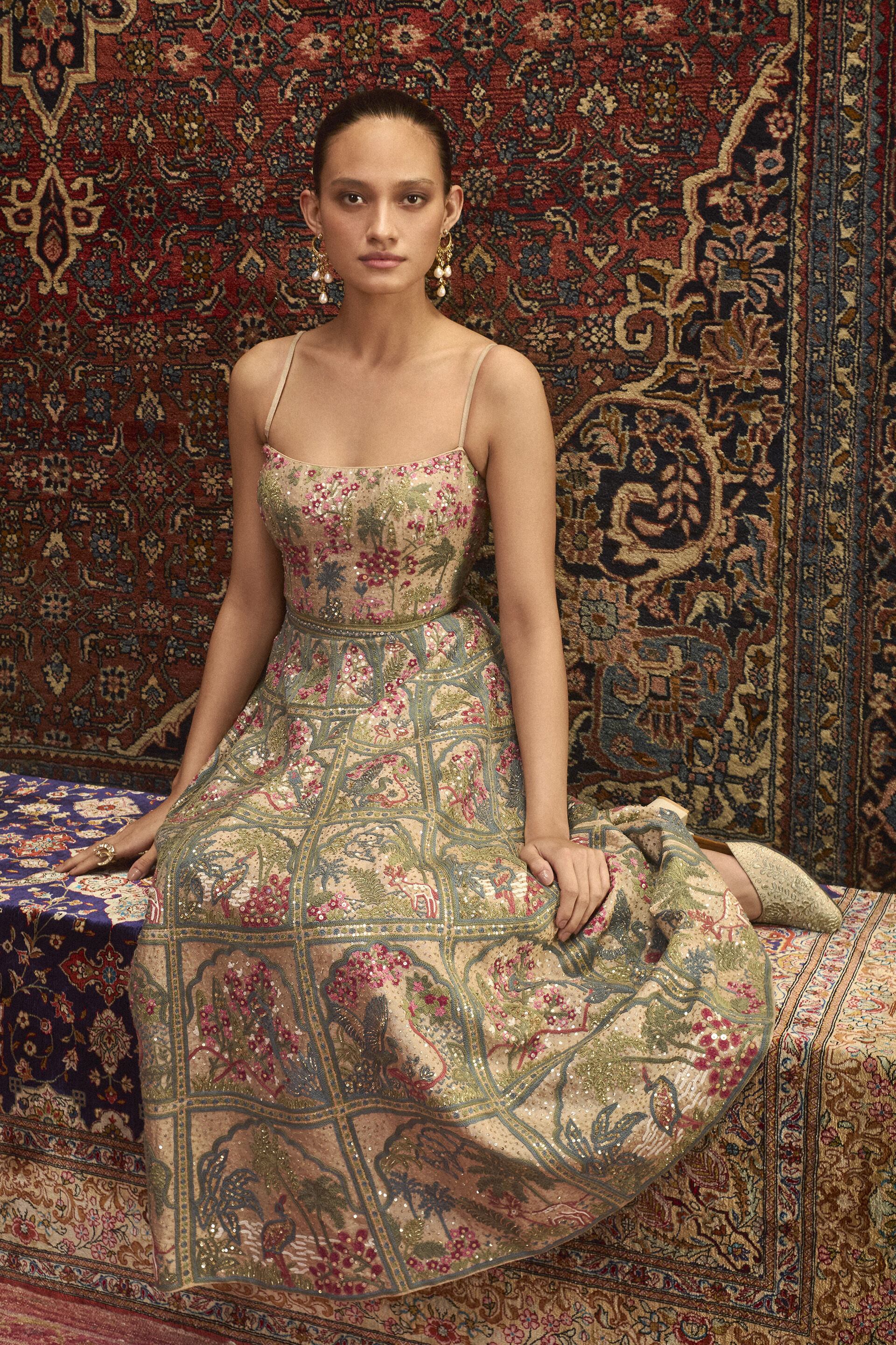 Idika SEWA Hand-embroidered Dress - Gold, Gold, image 3