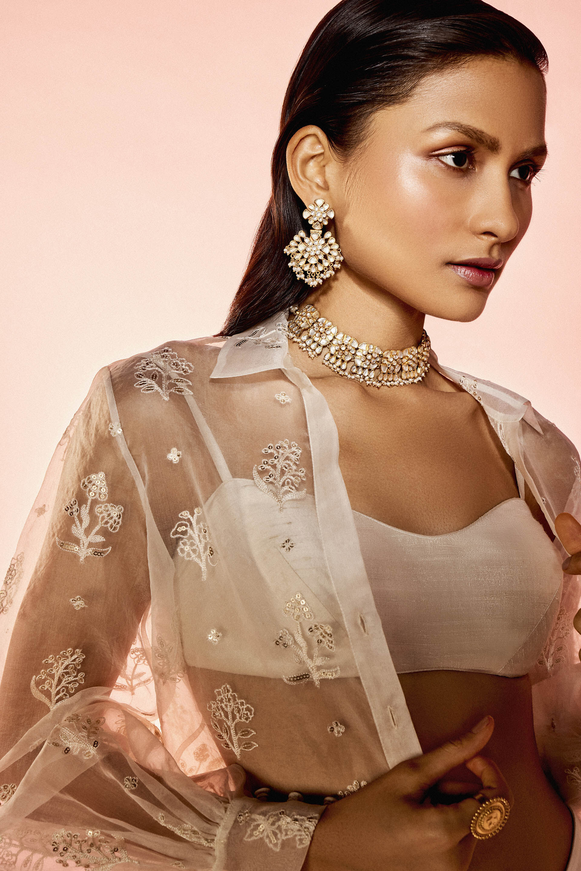 Crystal flower & Pearl Choker, , image 3