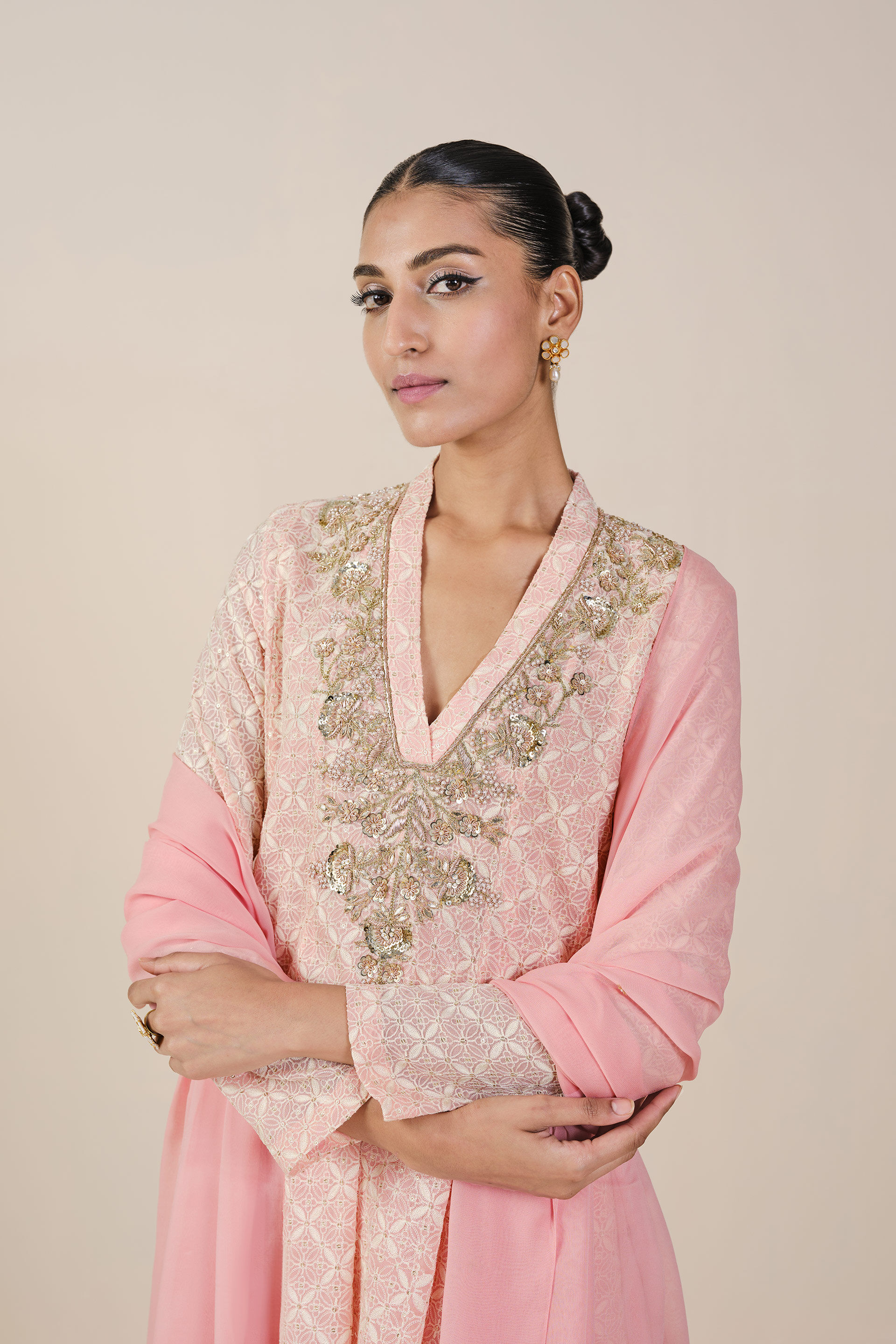 Josika Embroidered Georgette Suit Set - Blush, Blush, image 4
