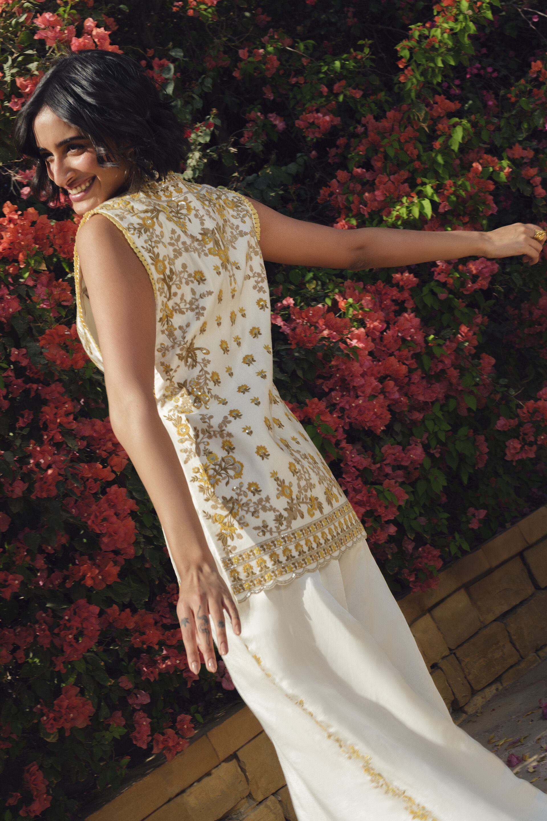 Amra Embroidered Palazzo Set - Natural, Natural, image 2