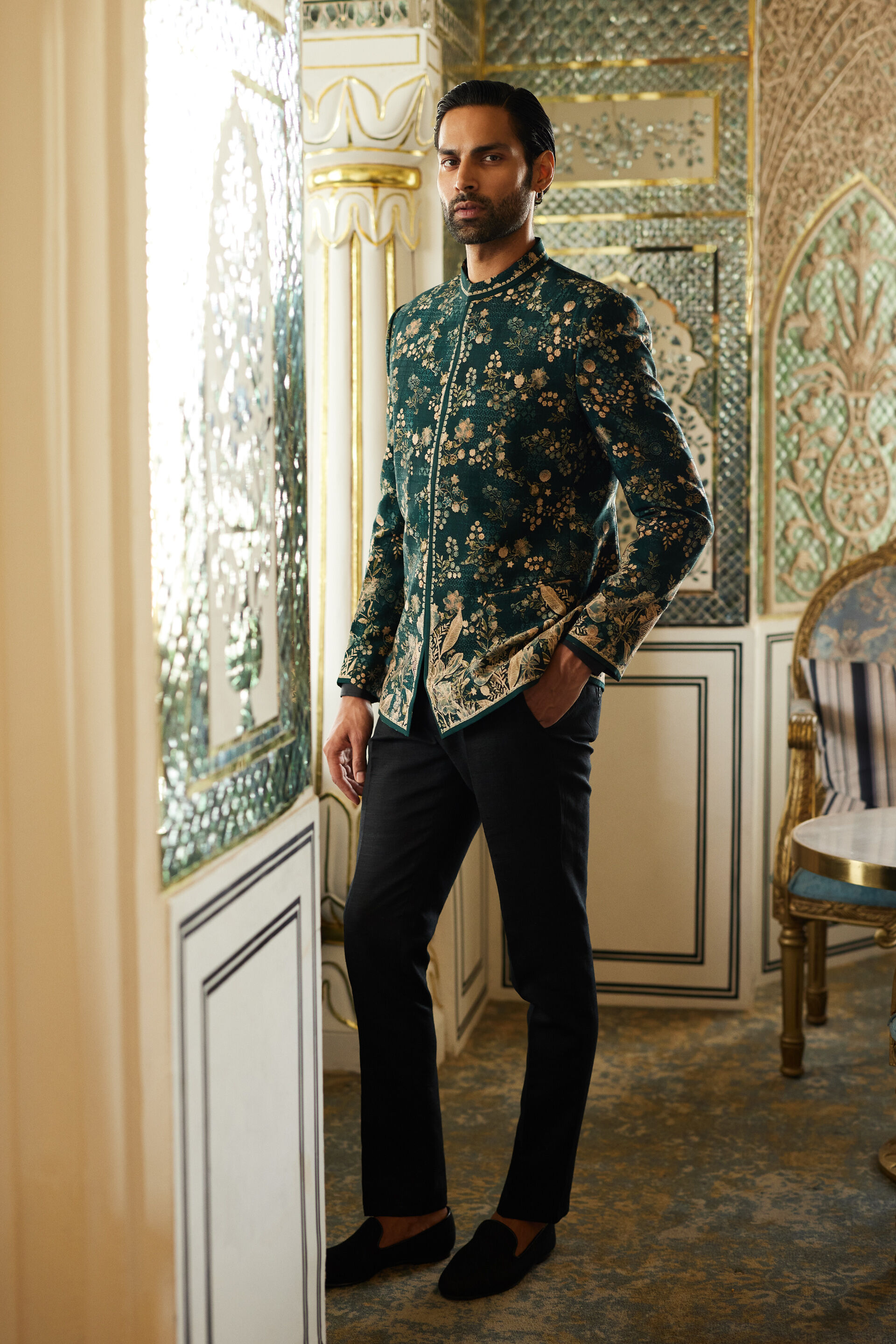 Javin Silk Bandhgala - Green