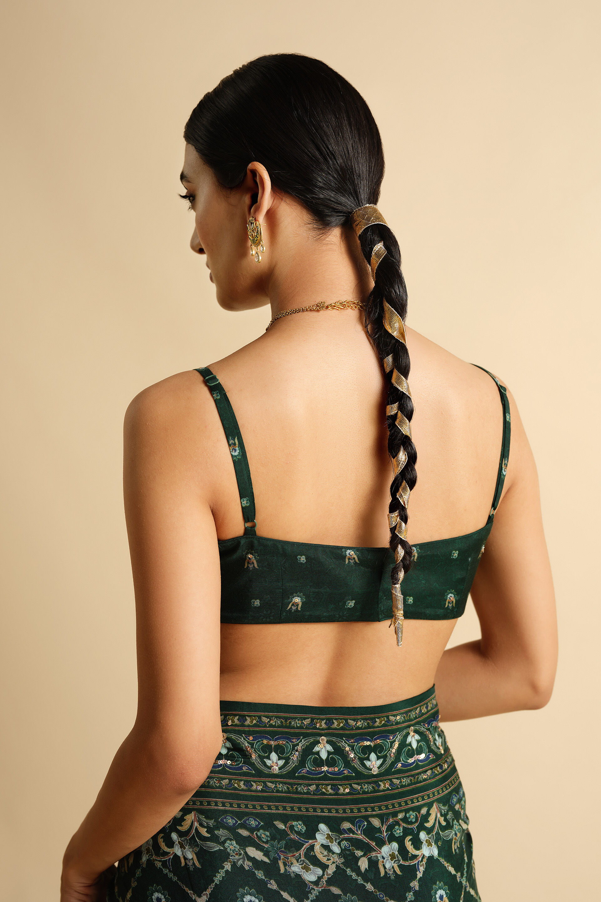 Nooraya Sequin Saree, Green, image 5