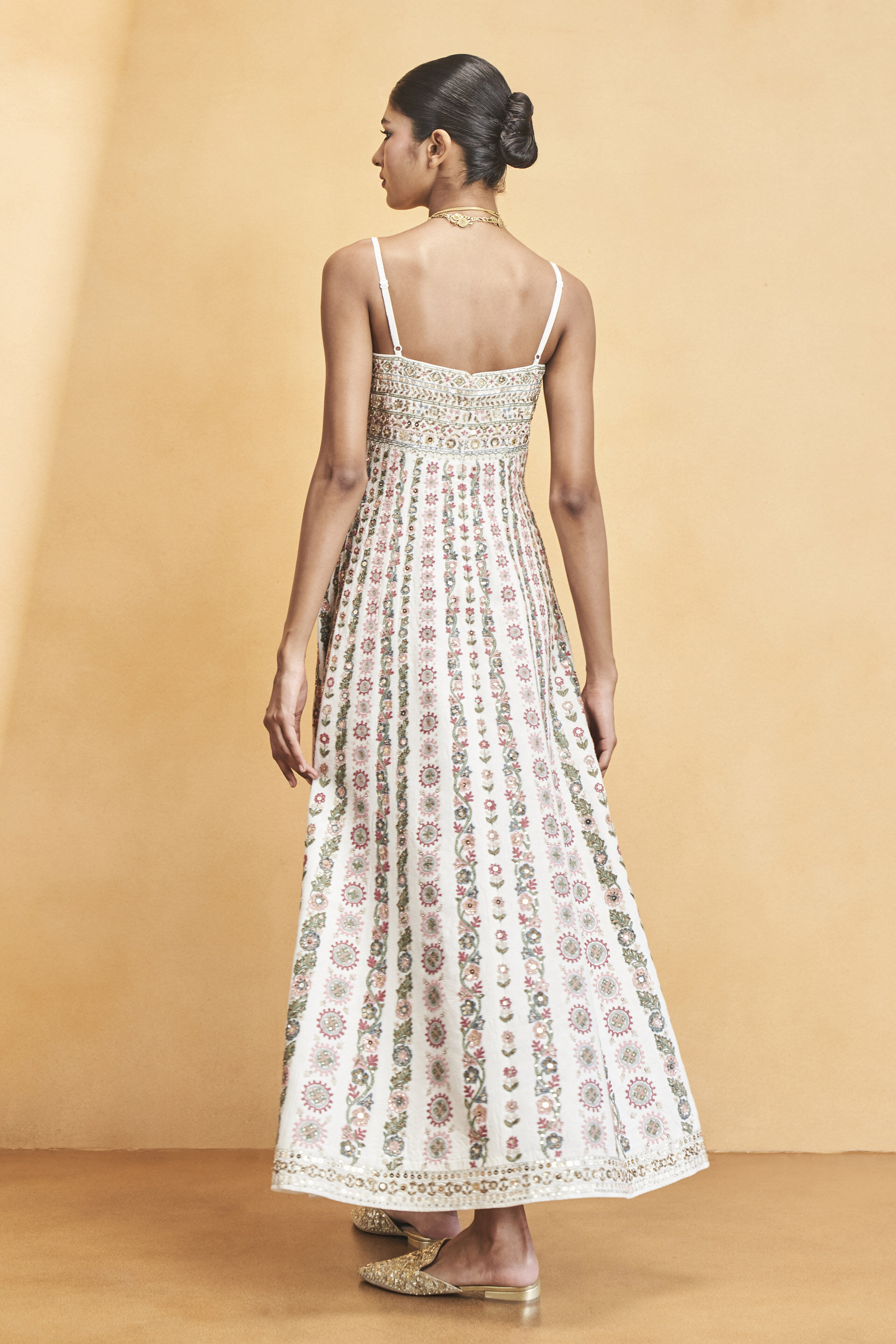 Sounds Of The Forest SEWA Hand-embroidered Silk Dress - Cream