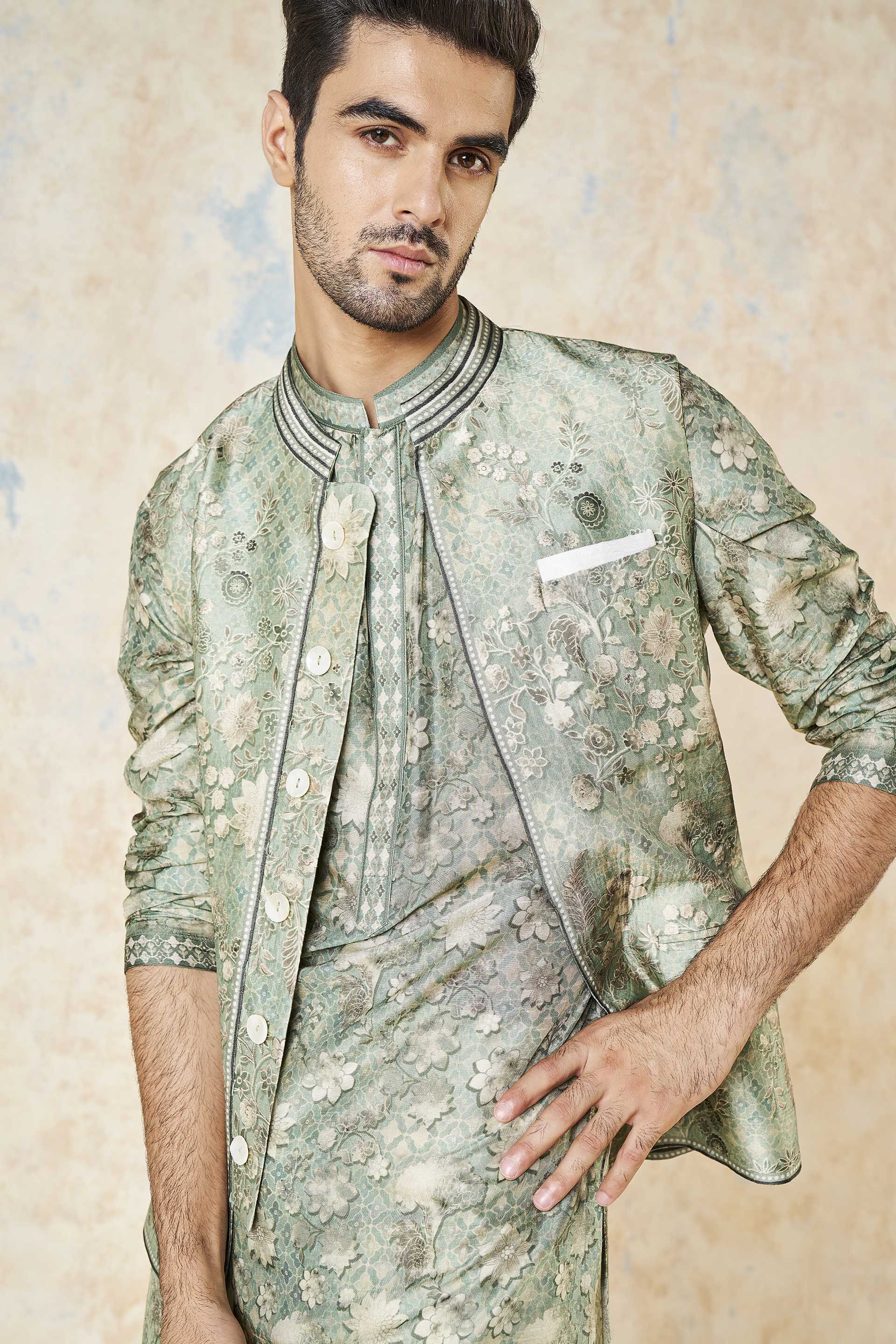 Bhramar Nehru Jacket - Sage, Sage, image 5