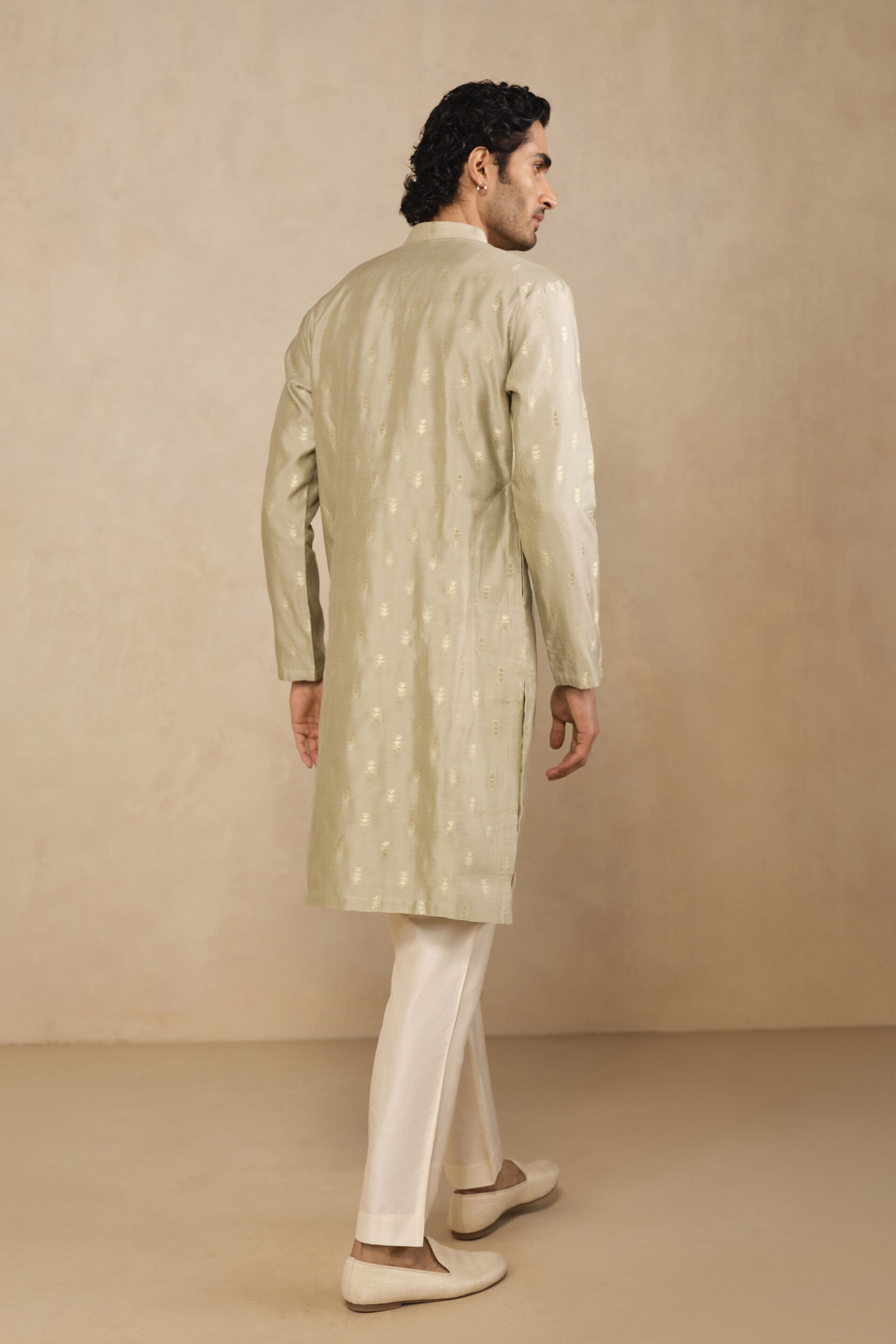 Aryam Woven Benarasi Kurta - Sage, Sage, image 2