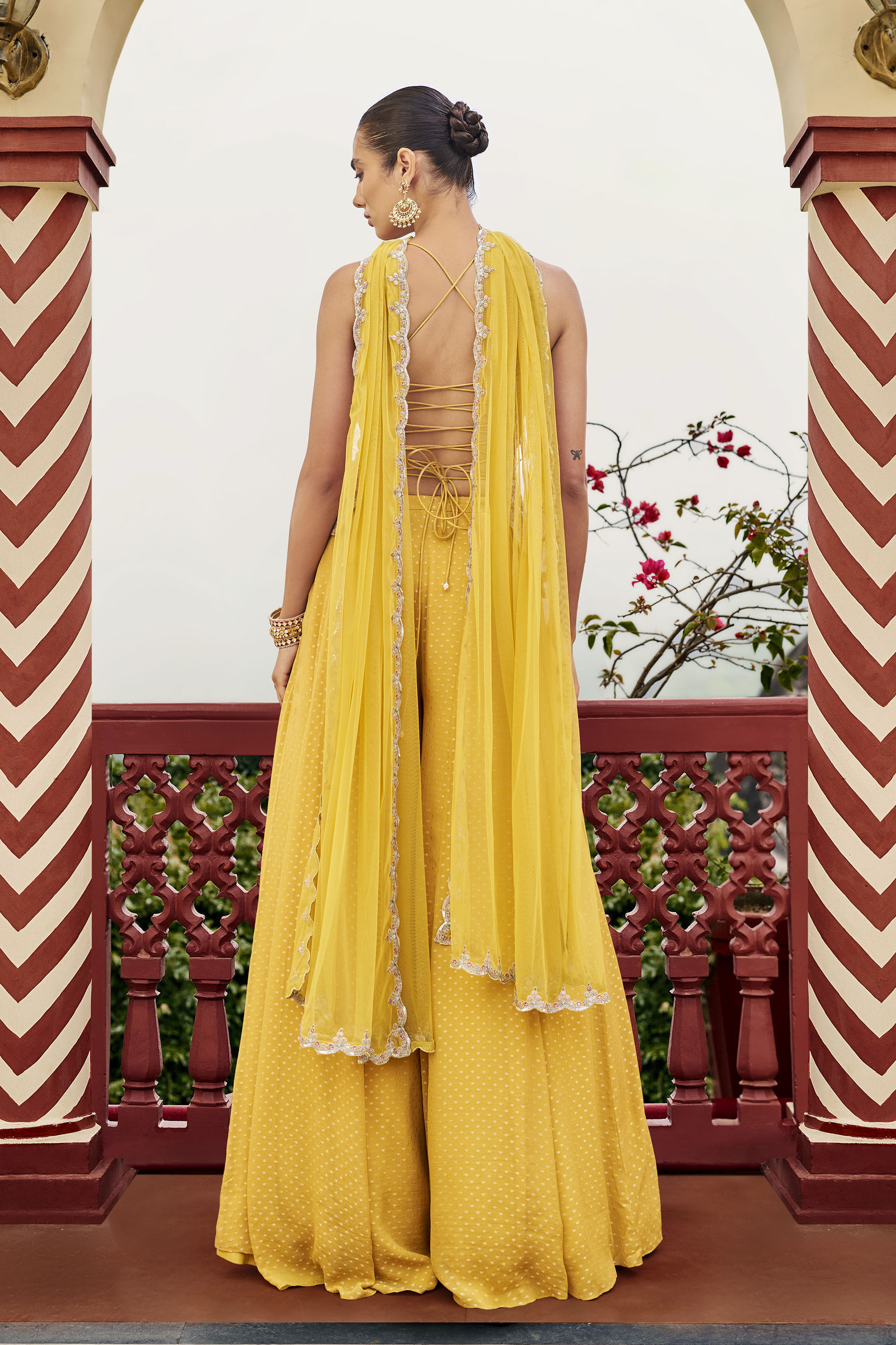 Rapture Embroidered Sharara Set - ​Yellow, Yellow, image 2