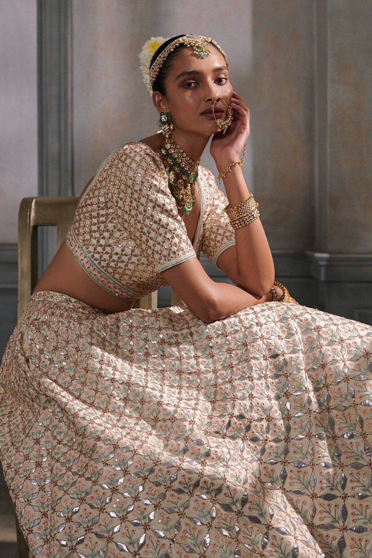 4 - Srinithi Lehenga Set &ndash; Ivory, image 4