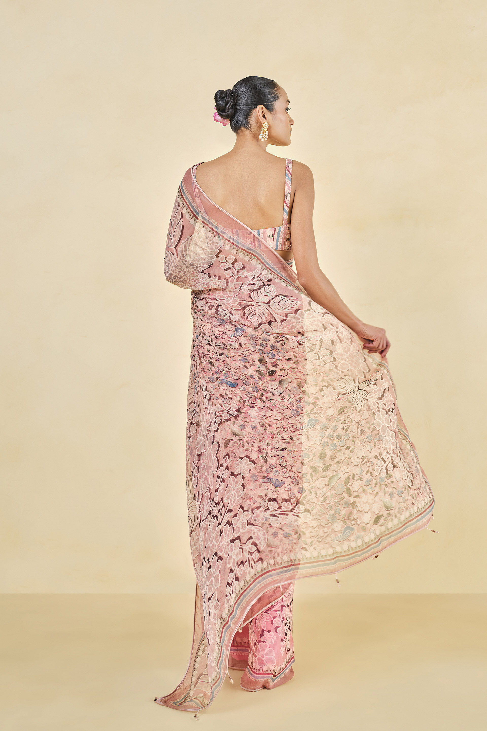 Fernanda Chiffon Saree - Blush, Blush, image 3