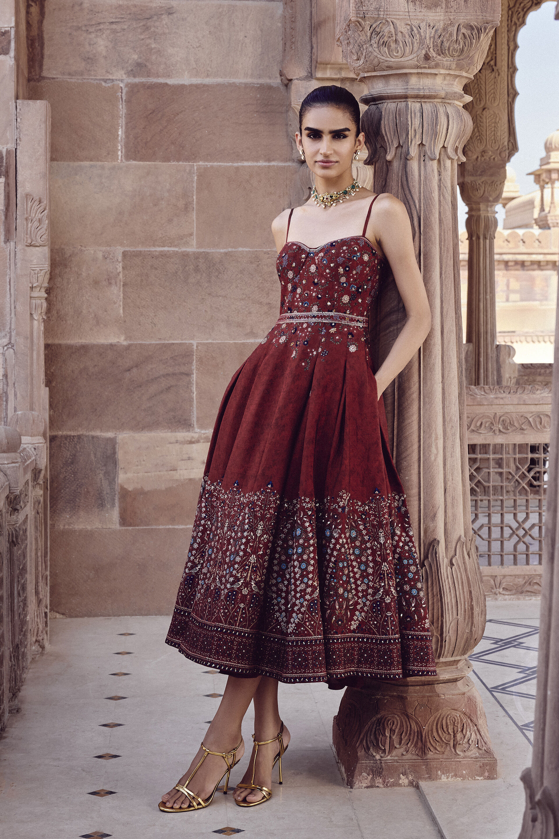 Amalaka Silk Dress - Deep Red