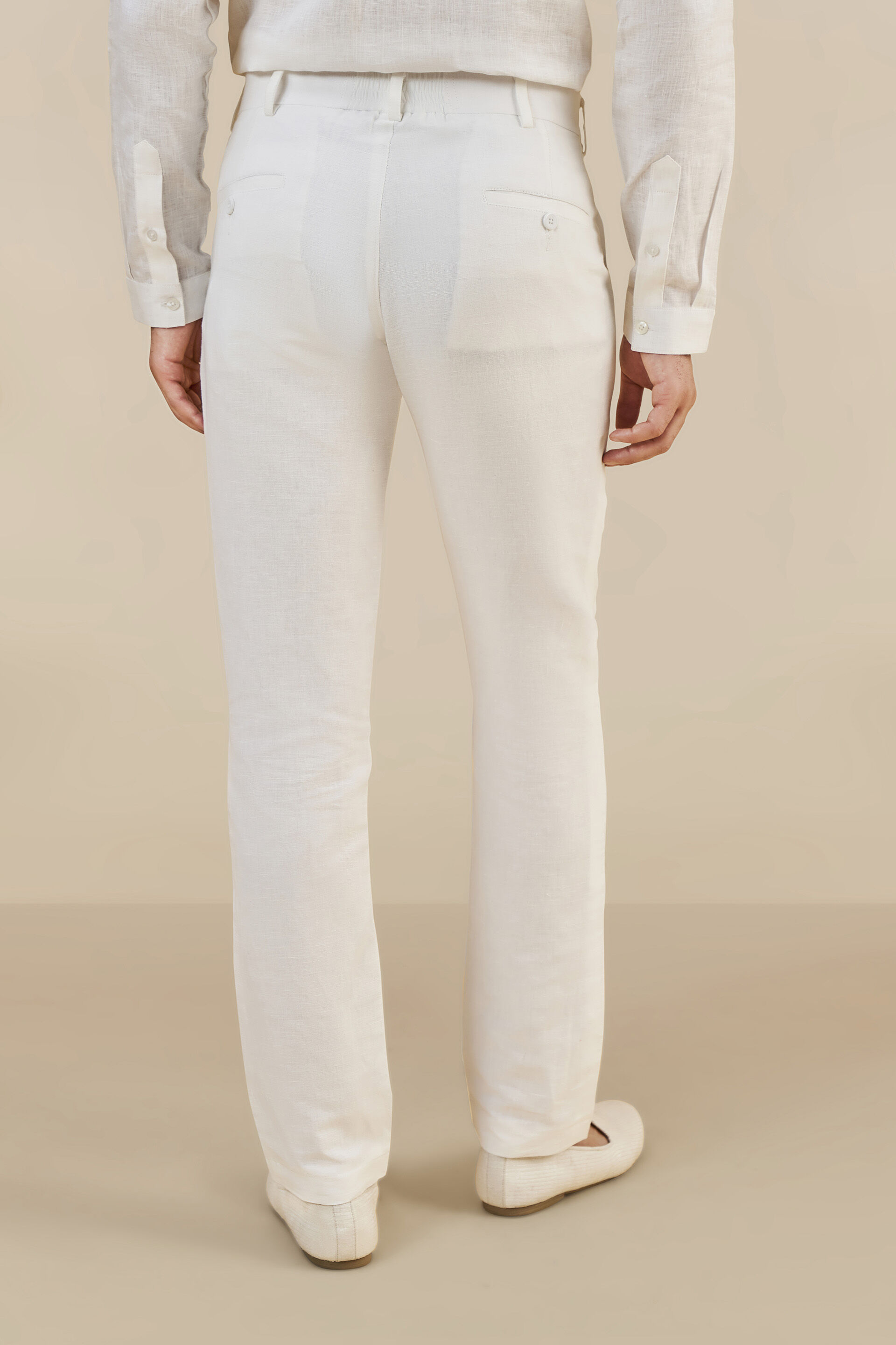 Straight leg white linen trousers outlet