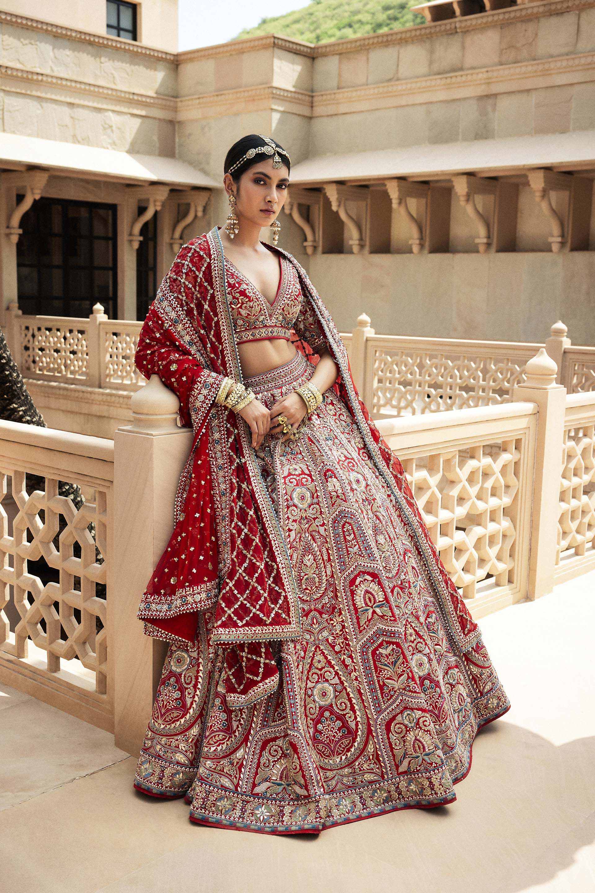 Amreen Gota Patti & Resham Silk Lehenga - Red, Red, image 7