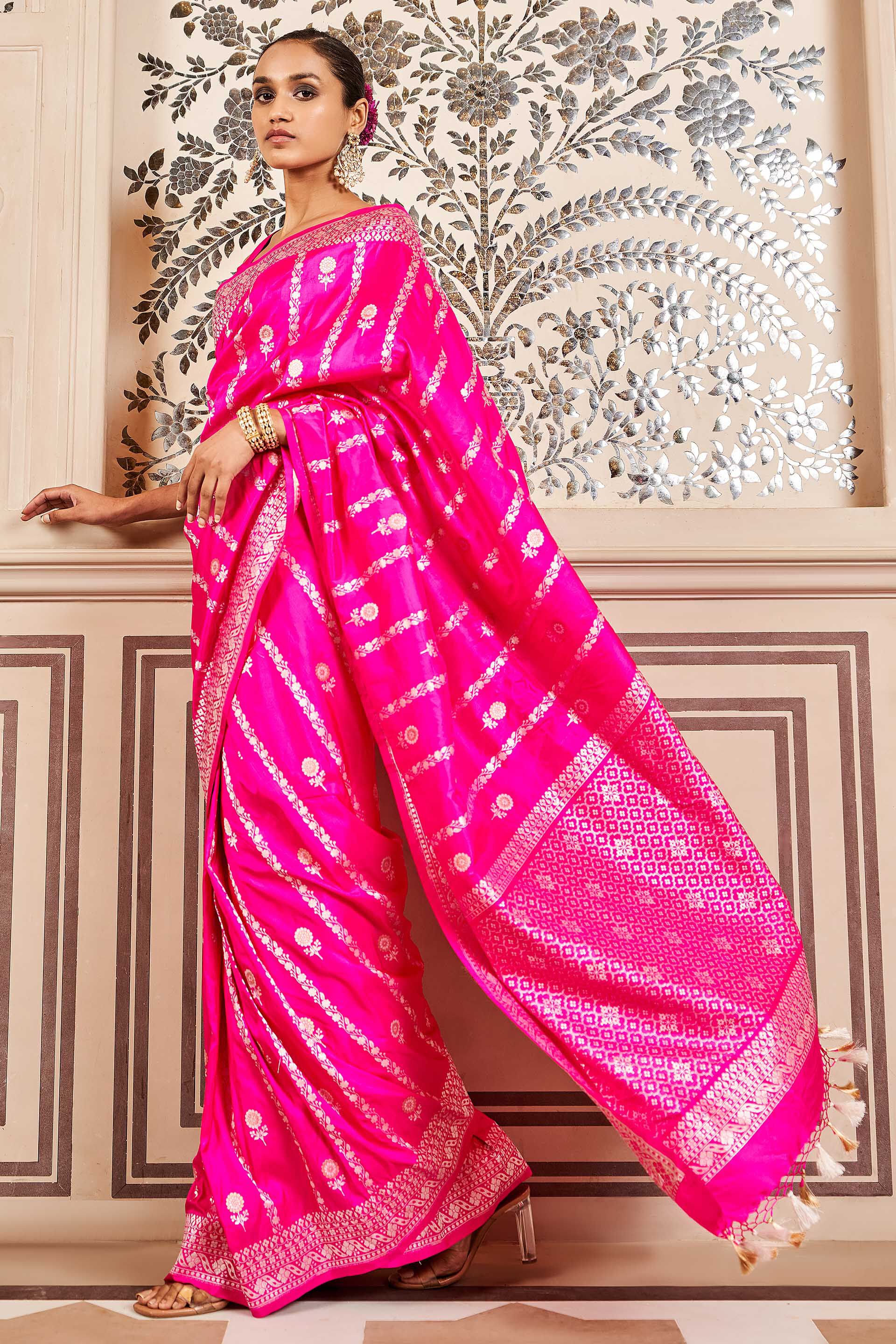 Sravya Benarasi Saree - Pink, Pink, image 1