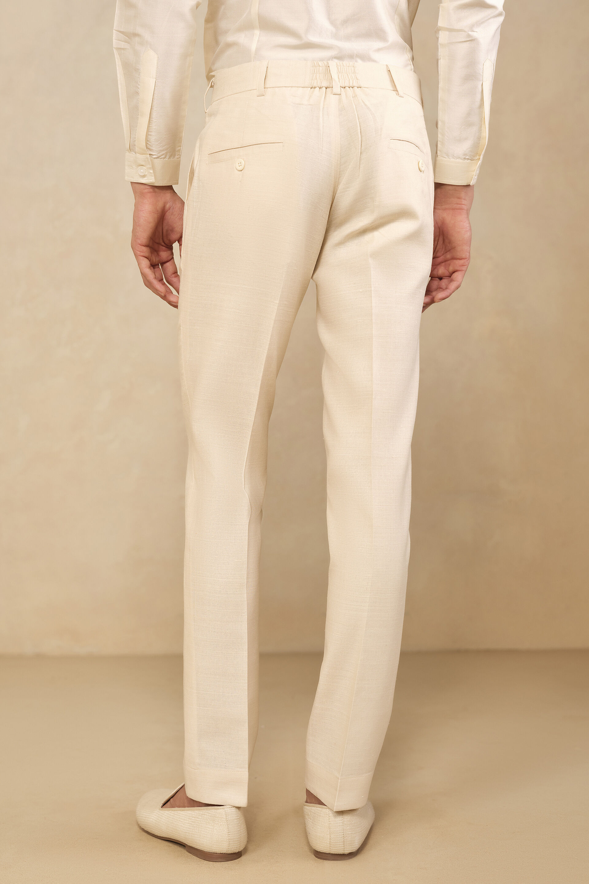 Natural Silk Trousers, Natural, image 2