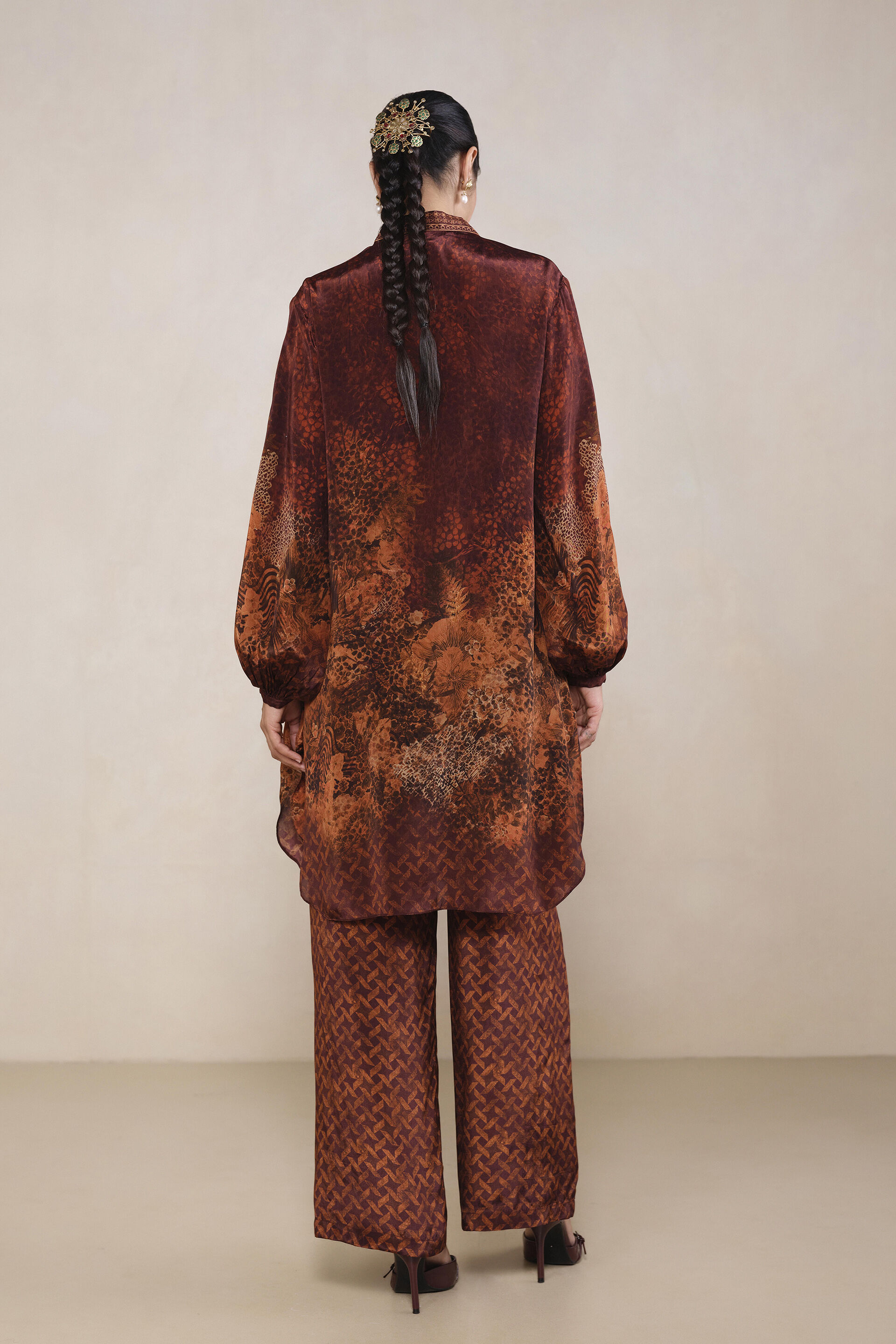 Rhea Printed Co-ord in Rust, Rust, image 2