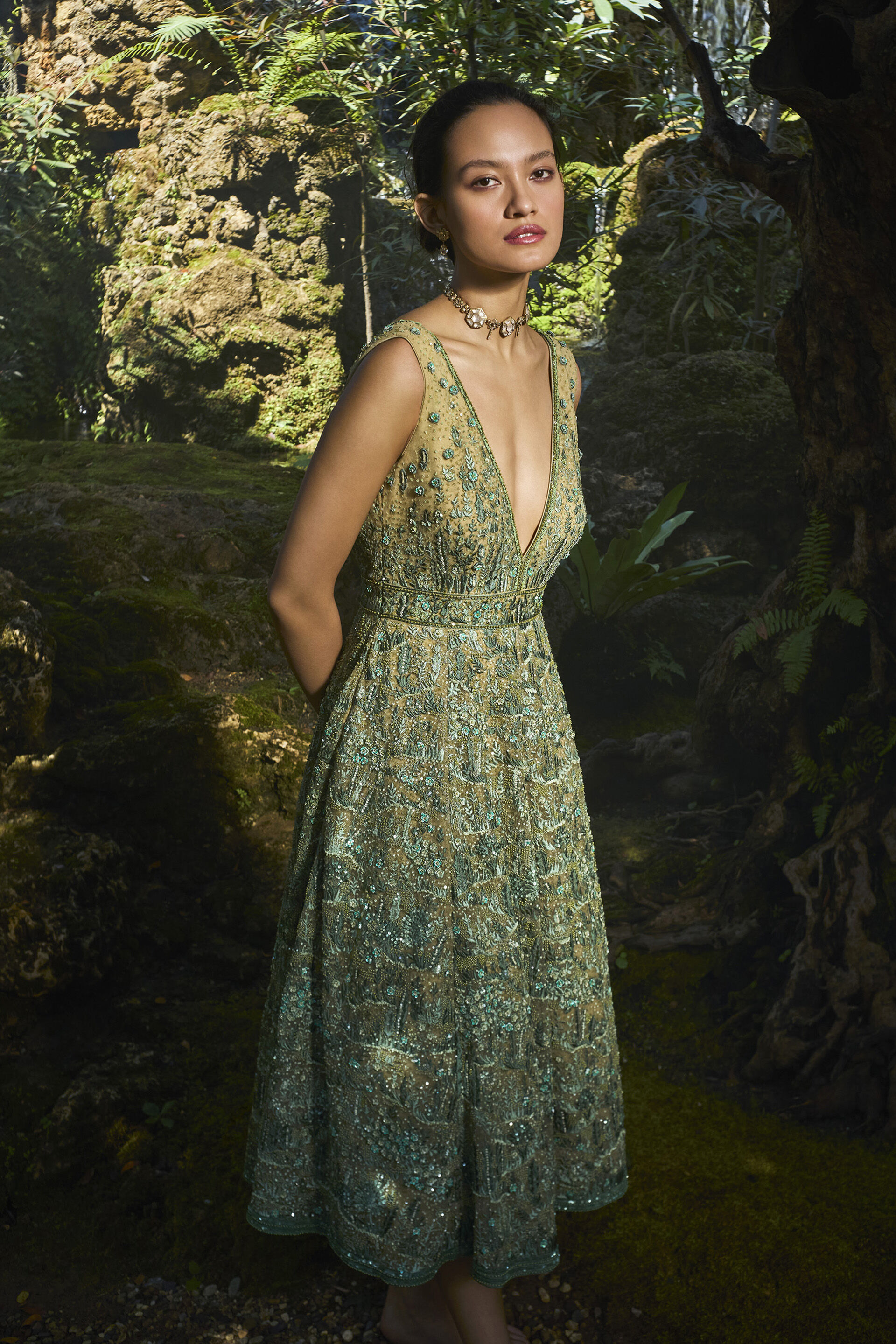Grassland Embroidered Dress - Green, Green, image 3
