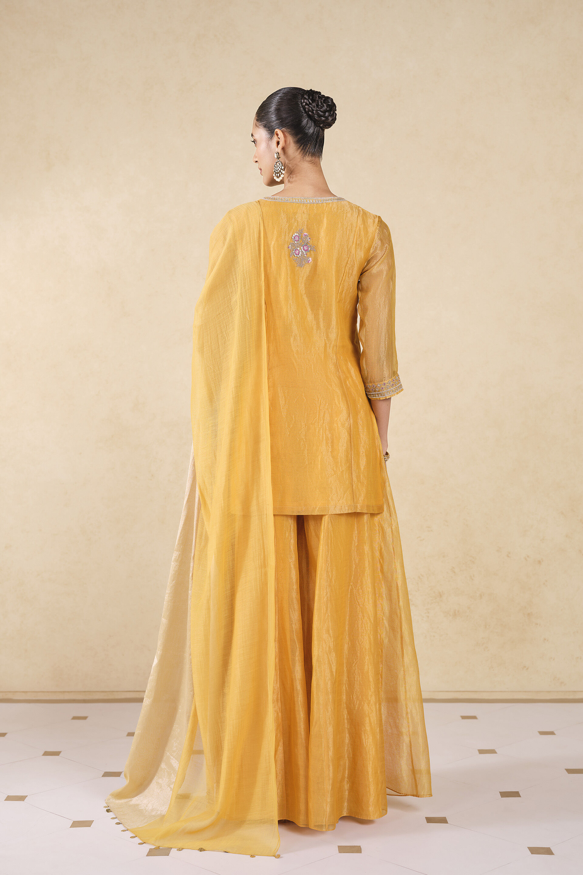 Umbra Embroidered Sharara Set - Yellow
